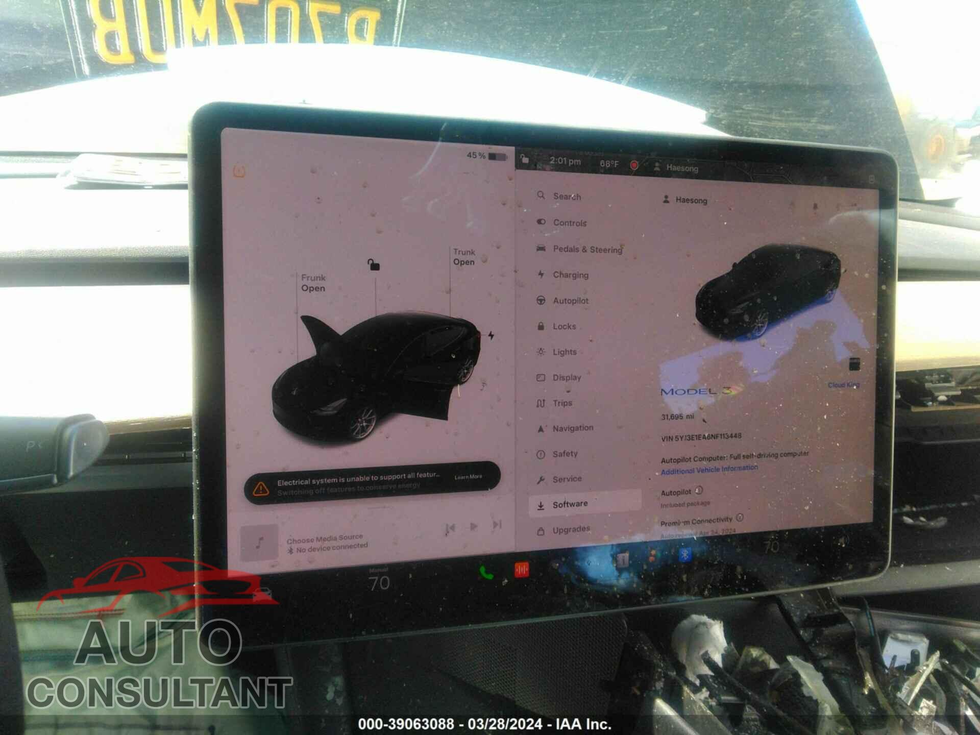 TESLA MODEL 3 2022 - 5YJ3E1EA6NF113448