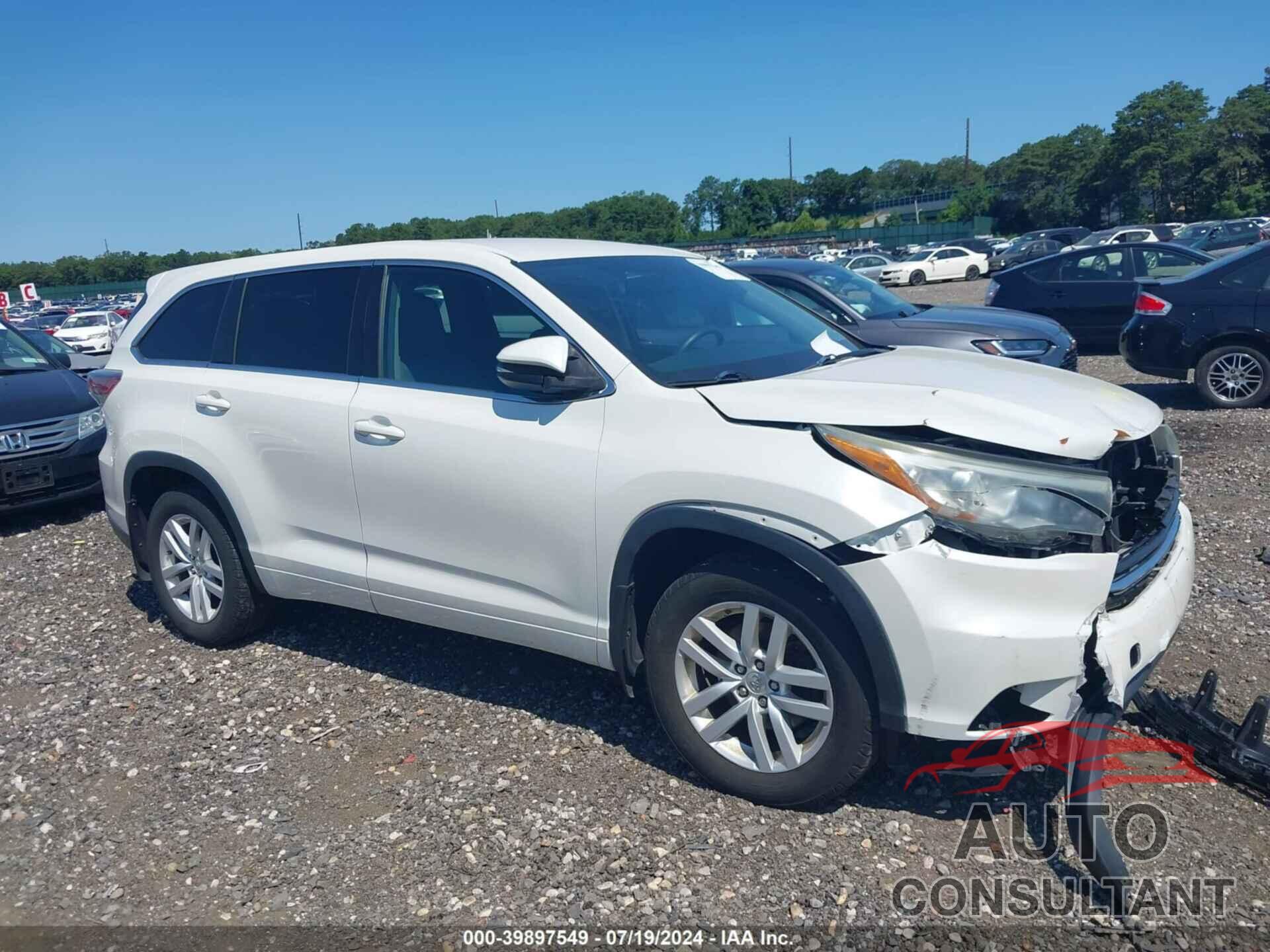 TOYOTA HIGHLANDER 2015 - 5TDBKRFHXFS111343