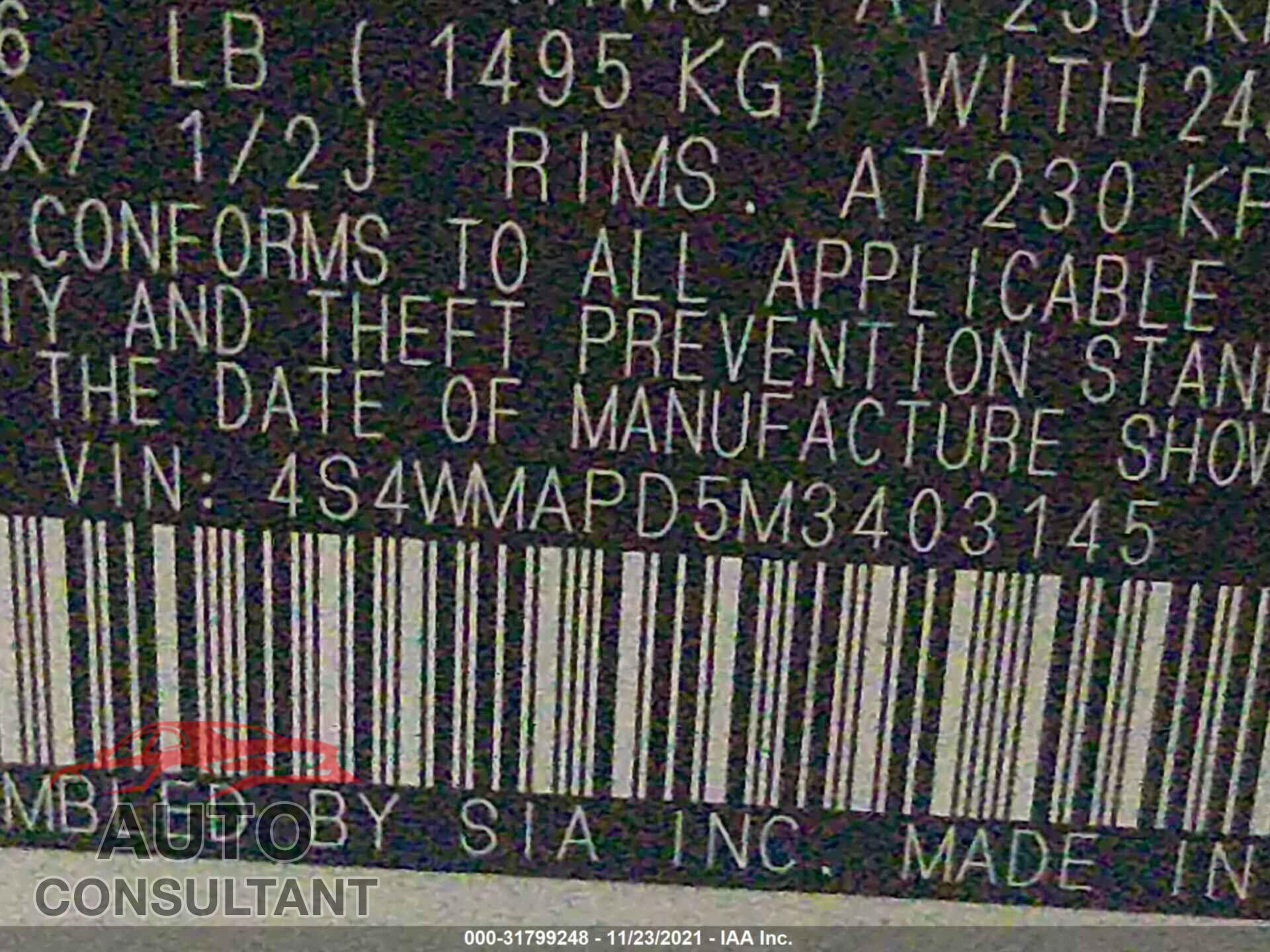 SUBARU ASCENT 2021 - 4S4WMAPD5M3403145