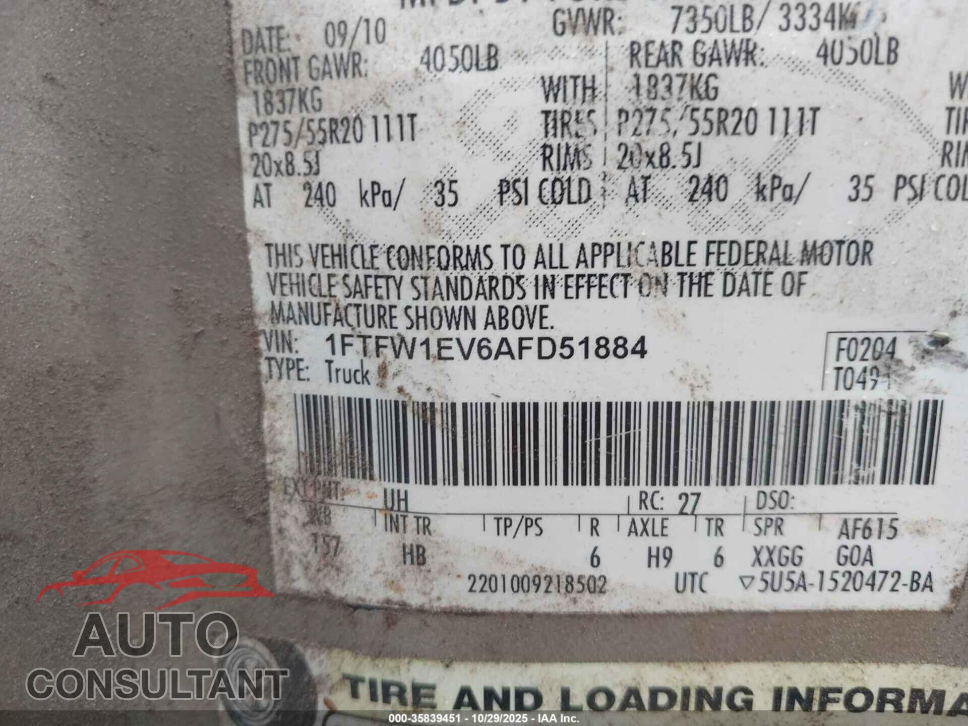 FORD F-150 2012 - 1FTFX1EF6CFC15599