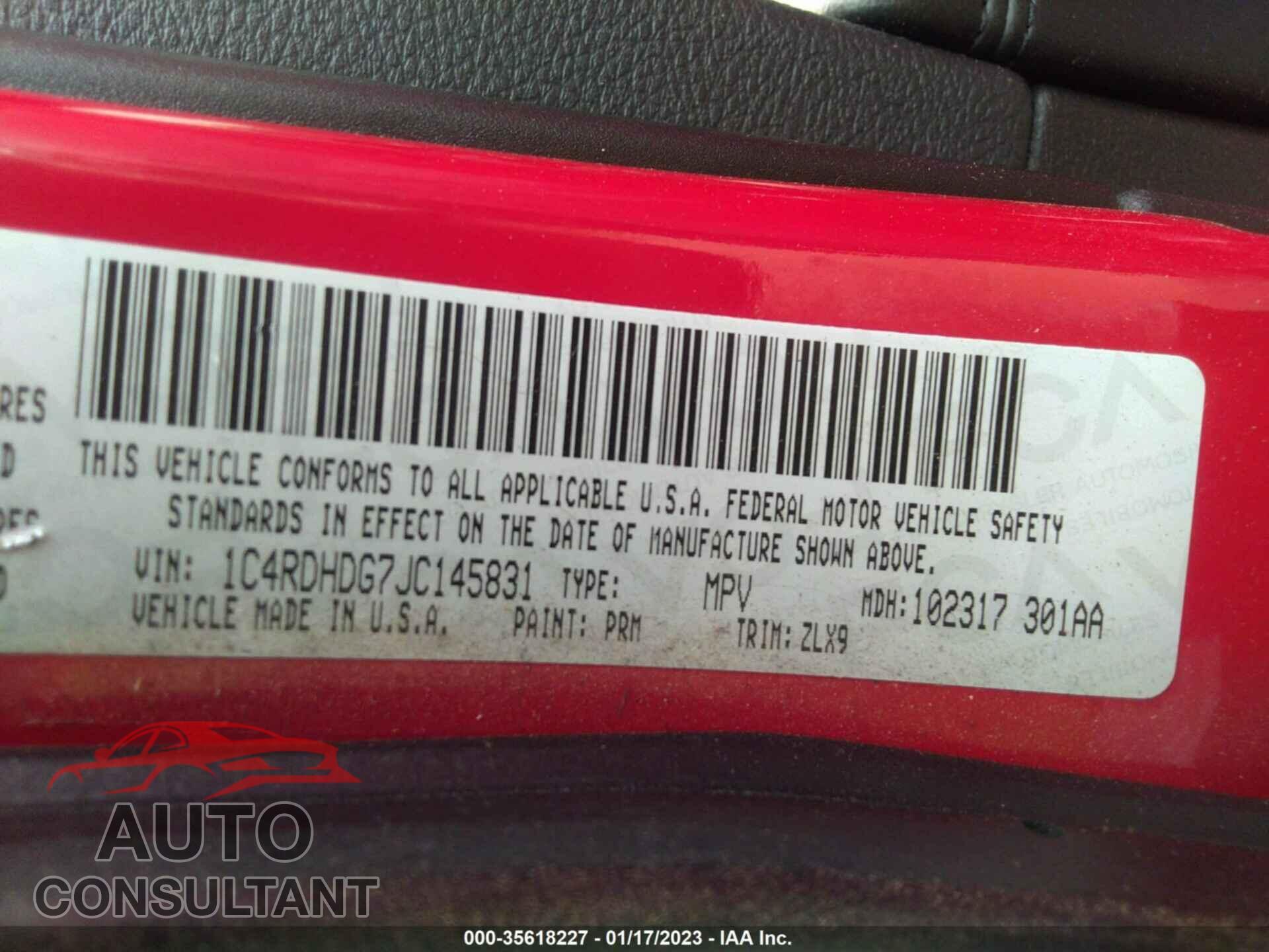 DODGE DURANGO 2018 - 1C4RDHDG7JC145831