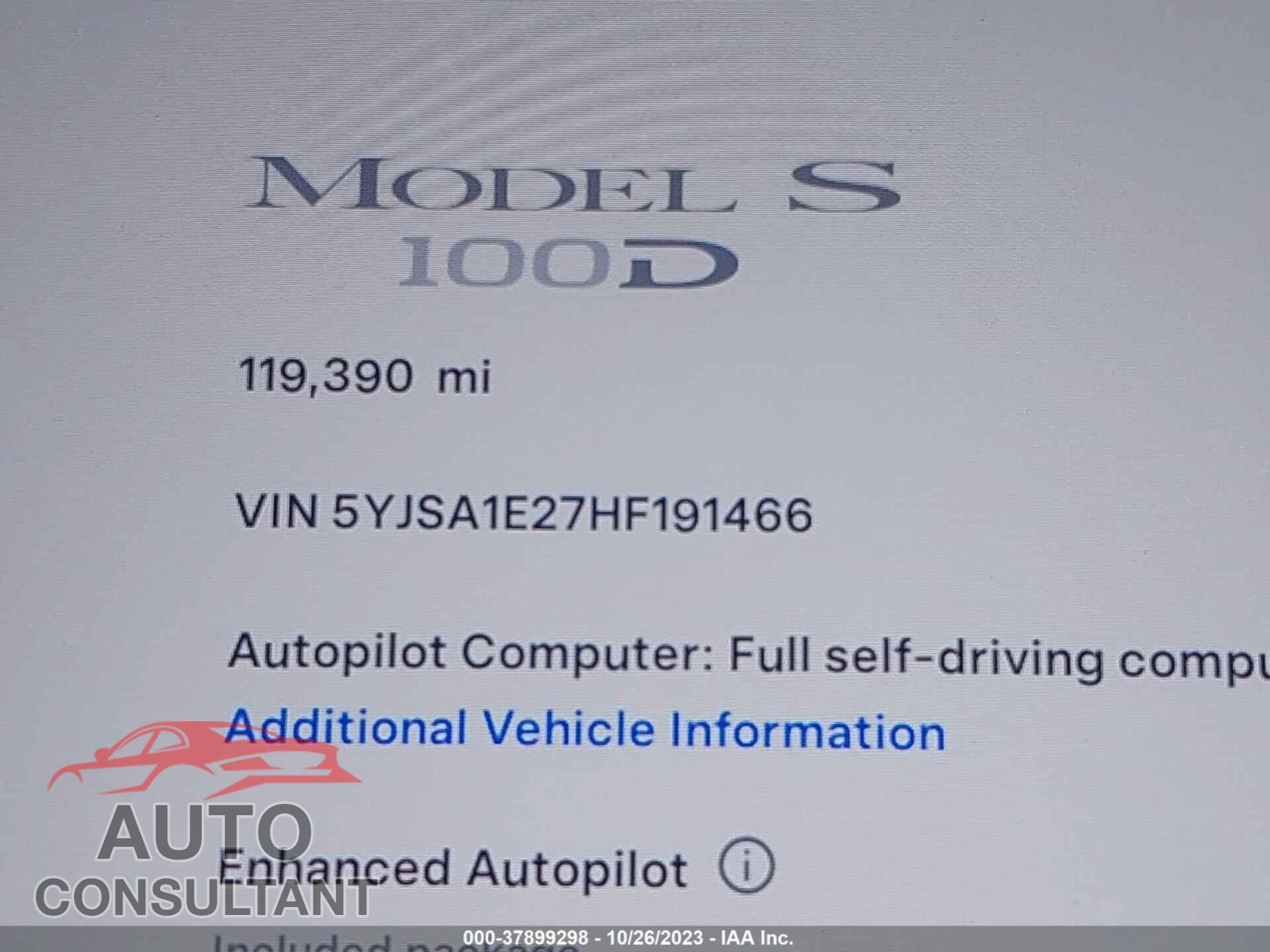 TESLA MODEL S 2017 - 5YJSA1E27HF191466