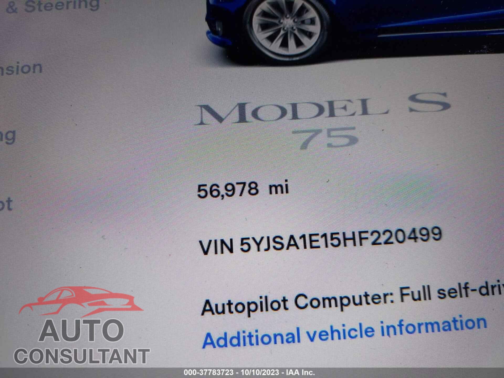 TESLA MODEL S 2017 - 5YJSA1E15HF220499