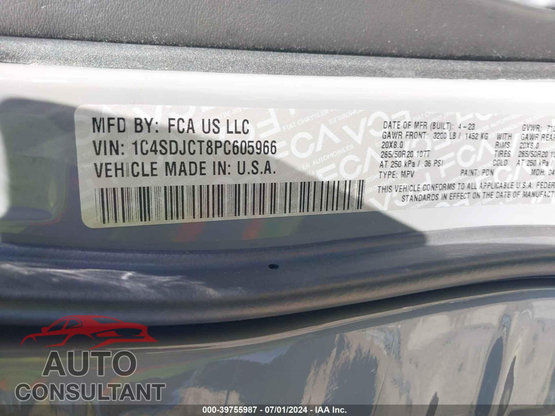 DODGE DURANGO 2023 - 1C4SDJCT8PC605966