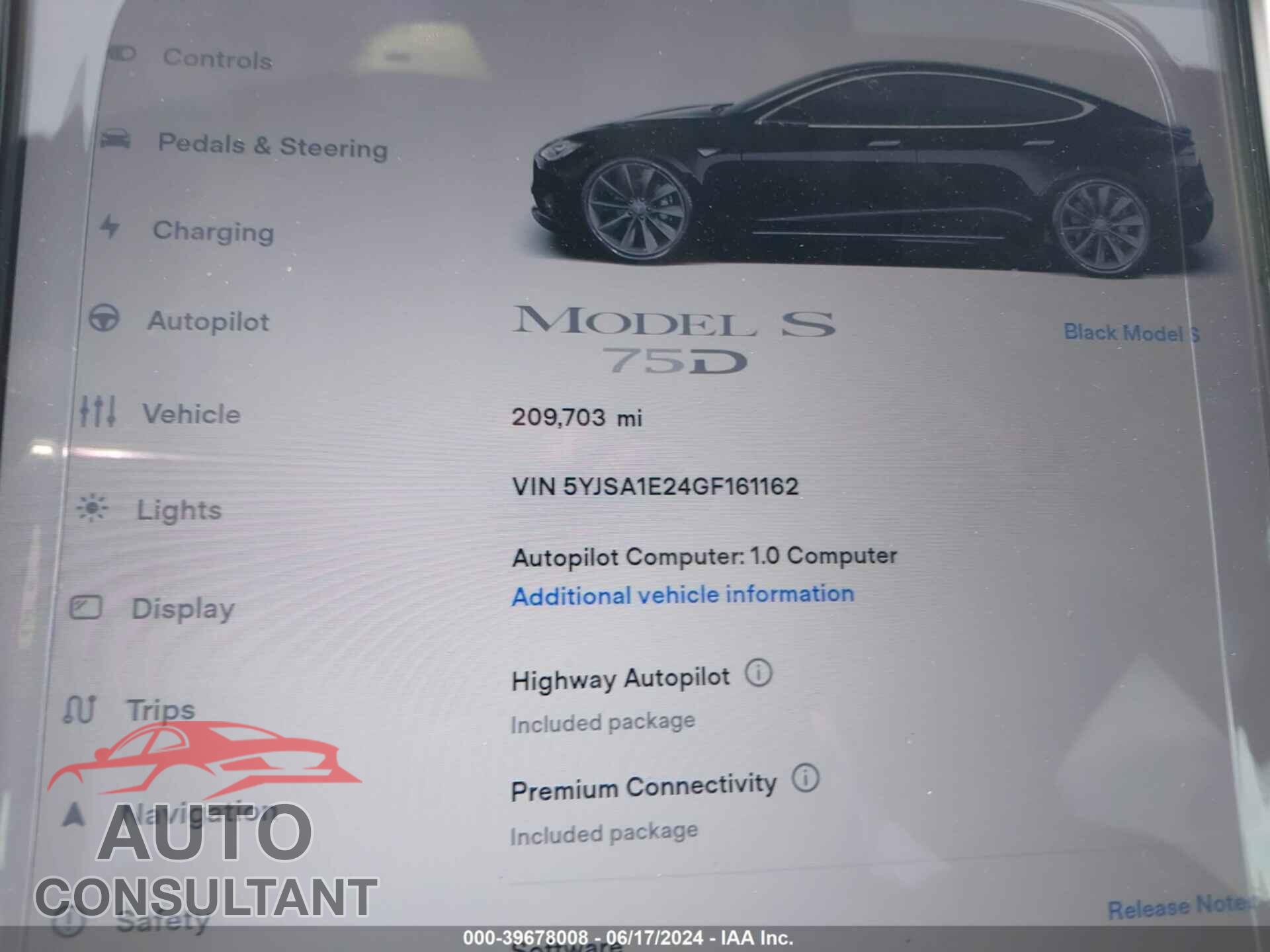 TESLA MODEL S 2016 - 5YJSA1E24GF161162
