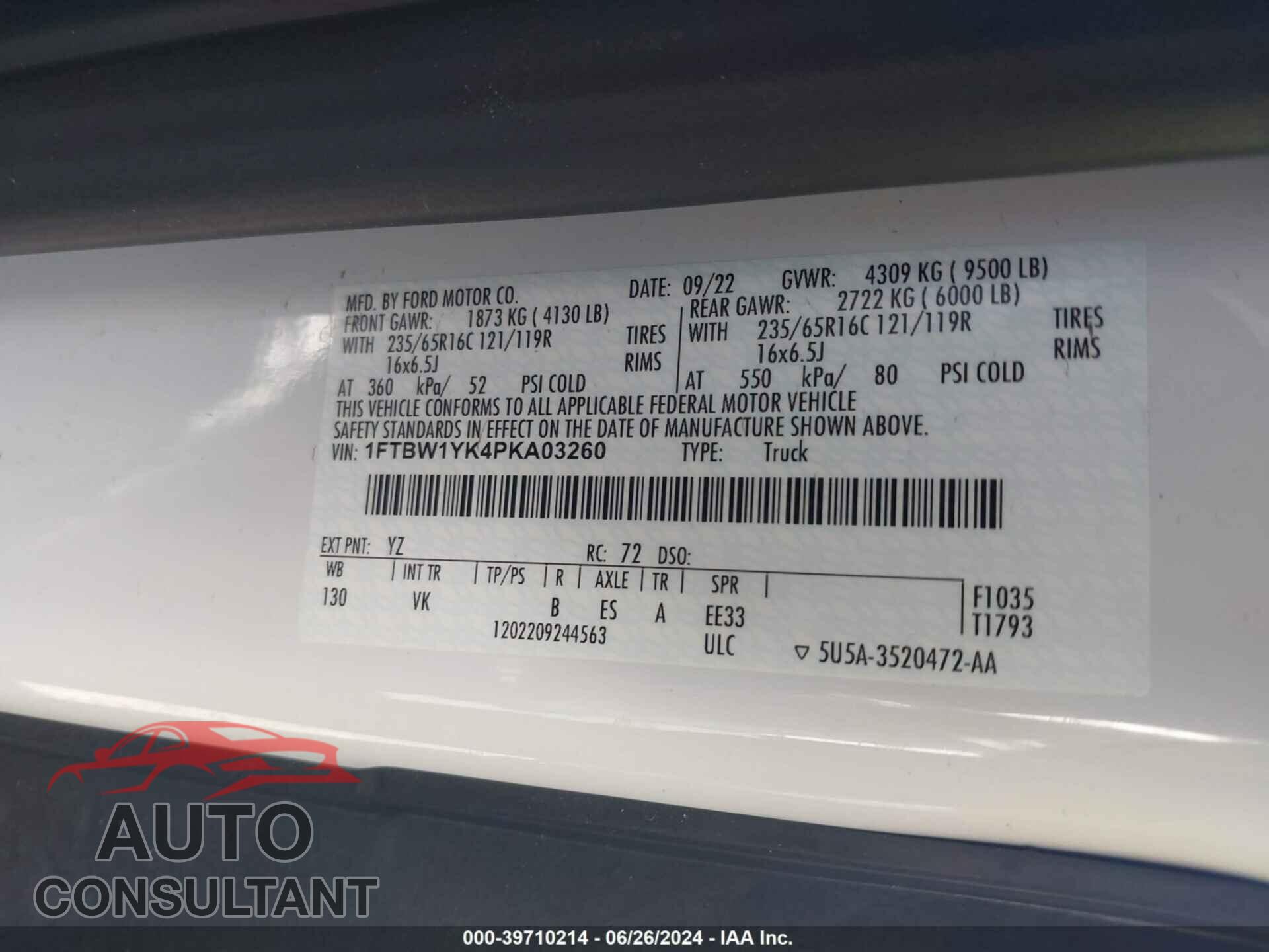 FORD E-TRANSIT-350 2023 - 1FTBW1YK4PKA03260