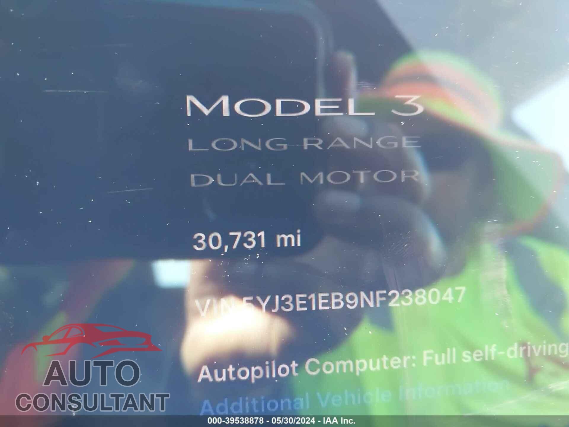TESLA MODEL 3 2022 - 5YJ3E1EB9NF238047