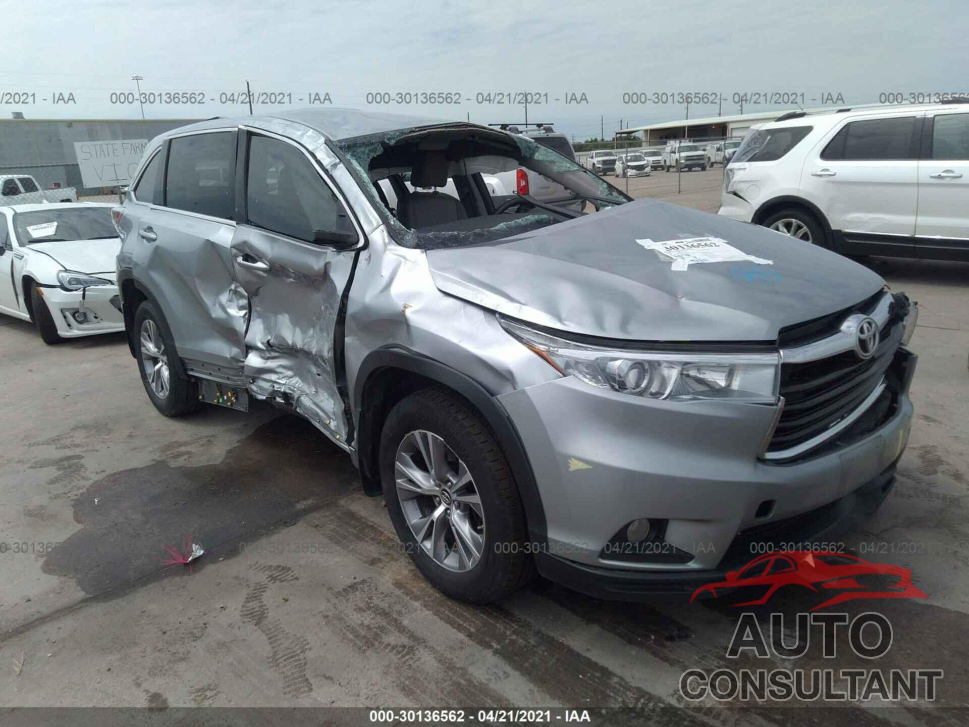 TOYOTA HIGHLANDER 2016 - 5TDZKRFH7GS153677