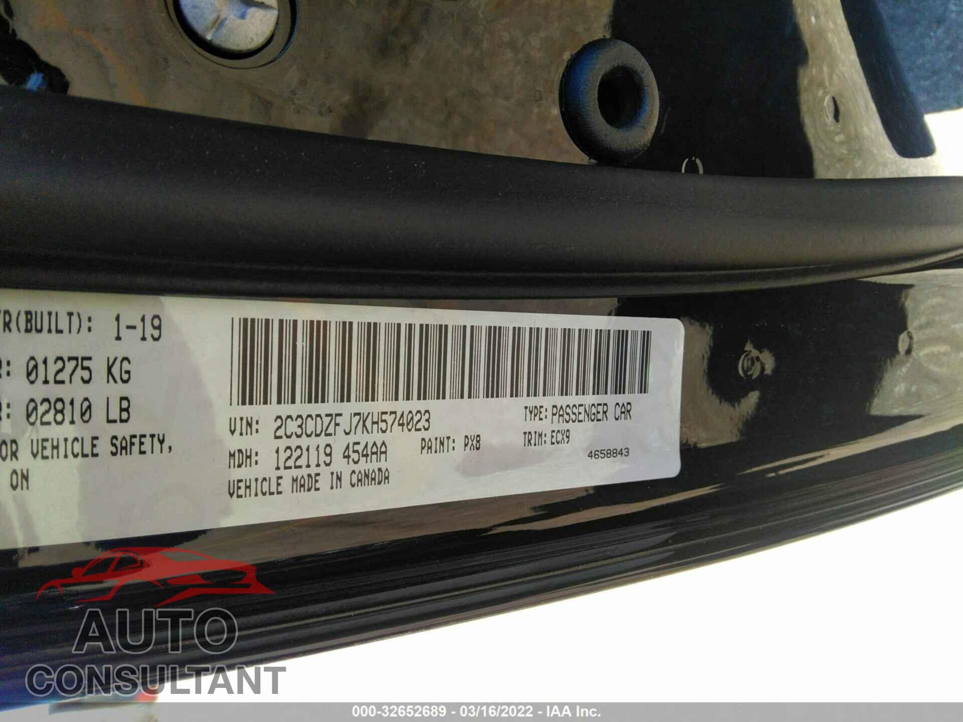 DODGE CHALLENGER 2019 - 2C3CDZFJ7KH574023