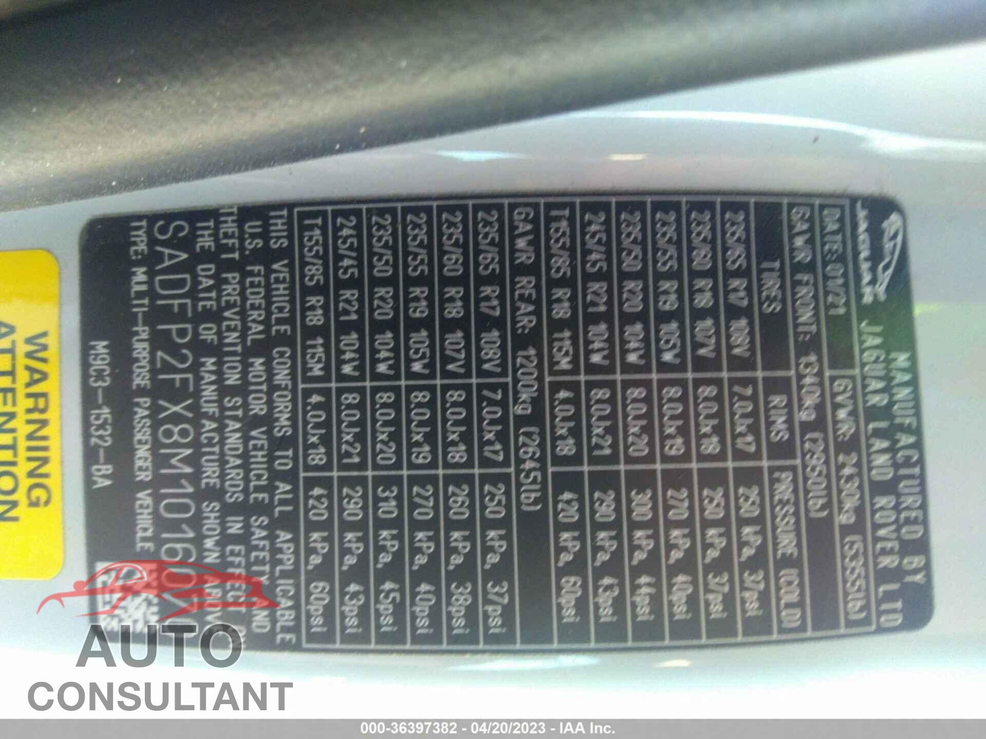 JAGUAR E-PACE 2021 - SADFP2FX8M1016070