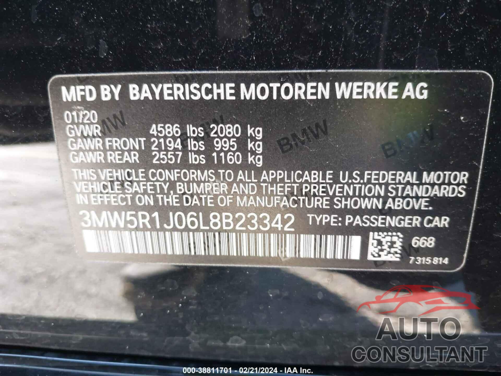 BMW 330I 2020 - 3MW5R1J06L8B23342