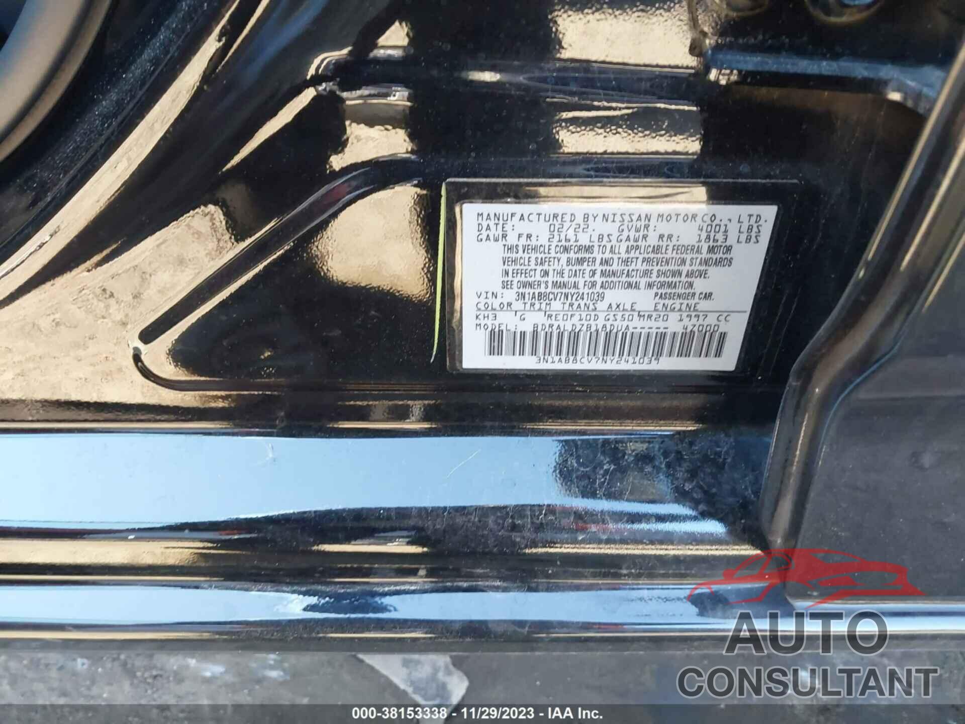 NISSAN SENTRA 2022 - 3N1AB8CV7NY241039