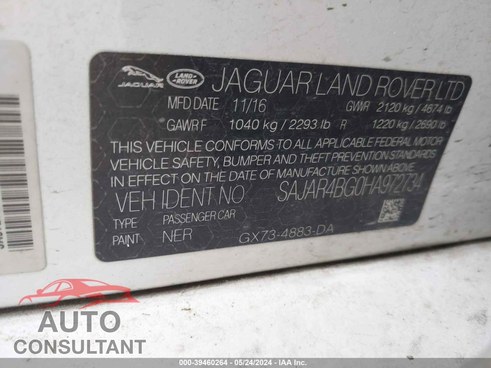 JAGUAR XE 2017 - SAJAR4BG0HA972734