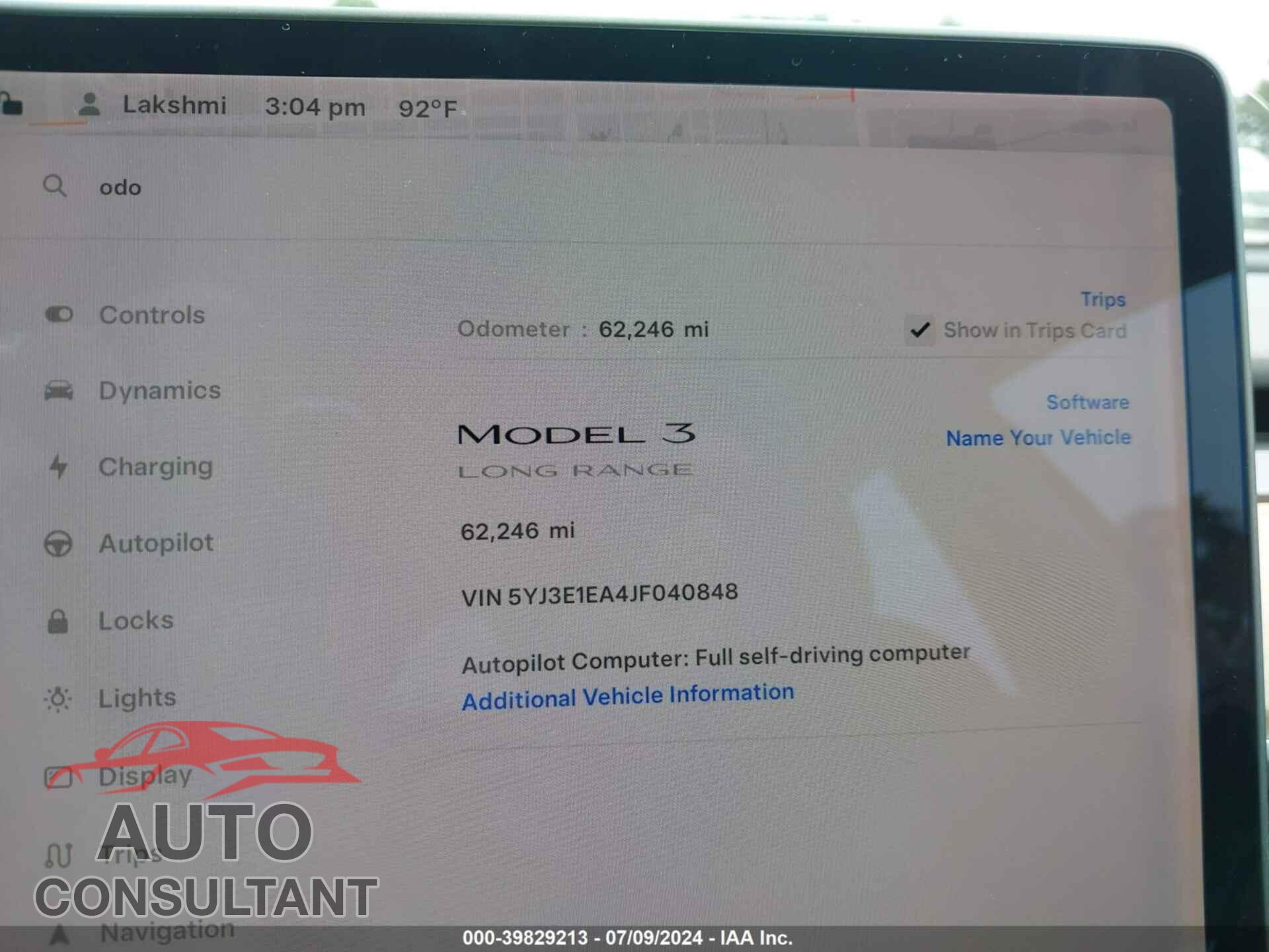 TESLA MODEL 3 2018 - 5YJ3E1EA4JF040848
