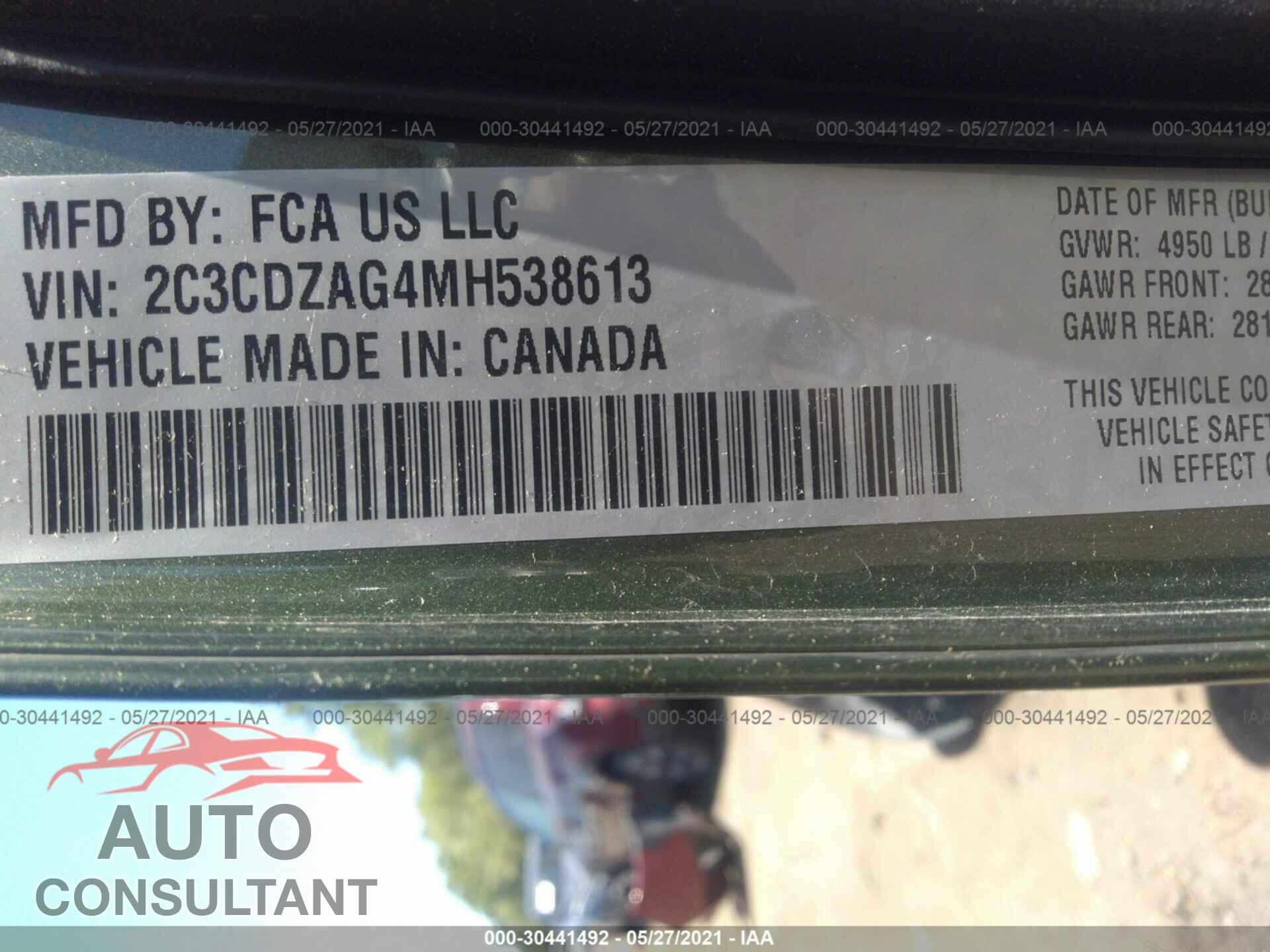DODGE CHALLENGER 2021 - 2C3CDZAG4MH538613