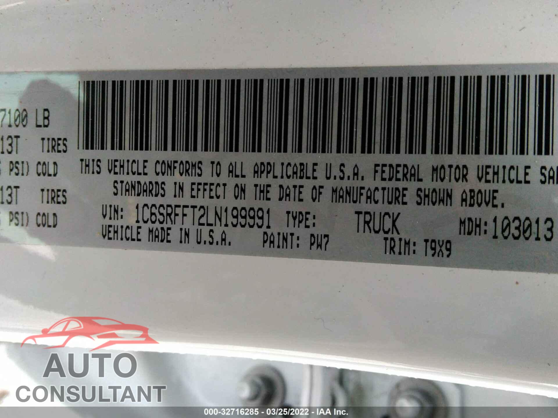 RAM 1500 2020 - 1C6SRFFT2LN199991