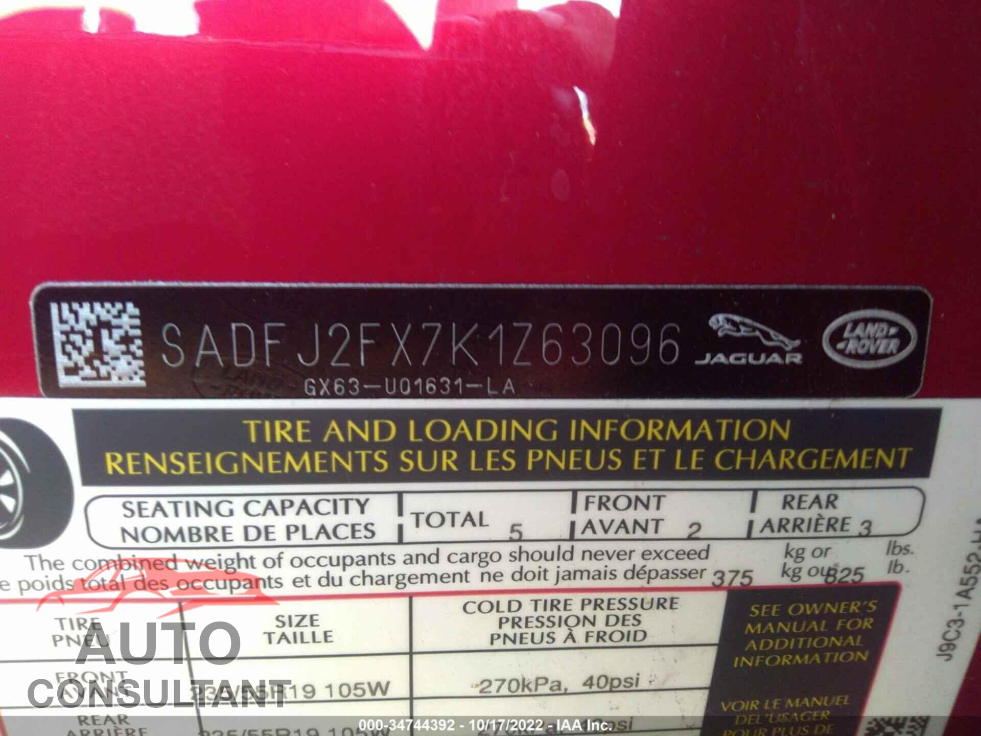 JAGUAR E-PACE 2019 - SADFJ2FX7K1Z63096