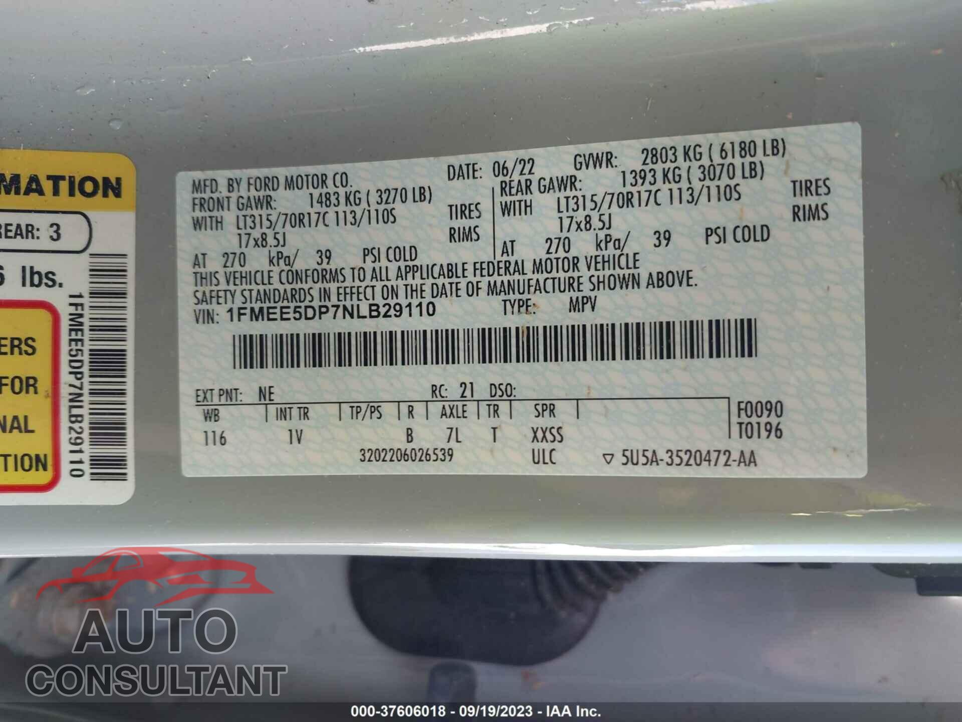FORD BRONCO 2022 - 1FMEE5DP7NLB29110