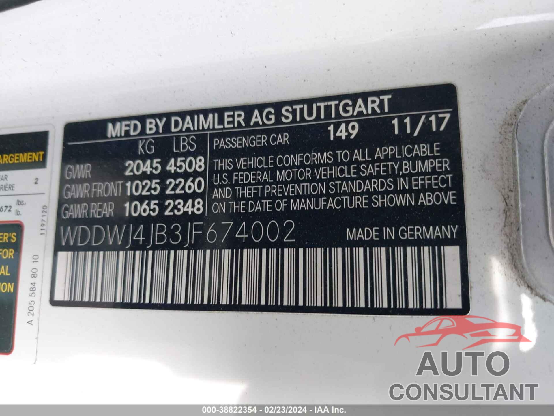 MERCEDES-BENZ C 2018 - WDDWJ4JB3JF674002