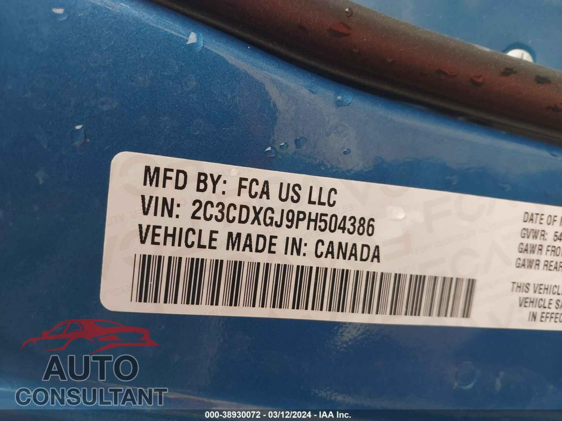 DODGE CHARGER 2023 - 2C3CDXGJ9PH504386
