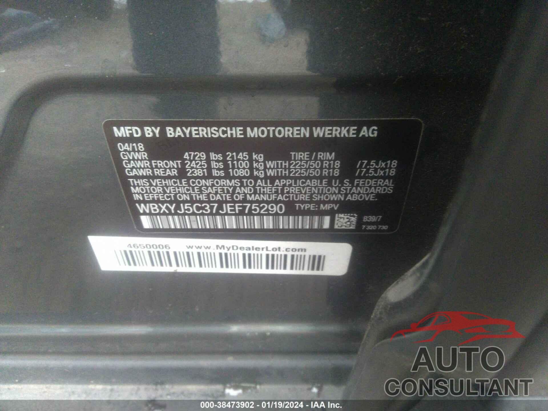 BMW X2 2018 - WBXYJ5C37JEF75290