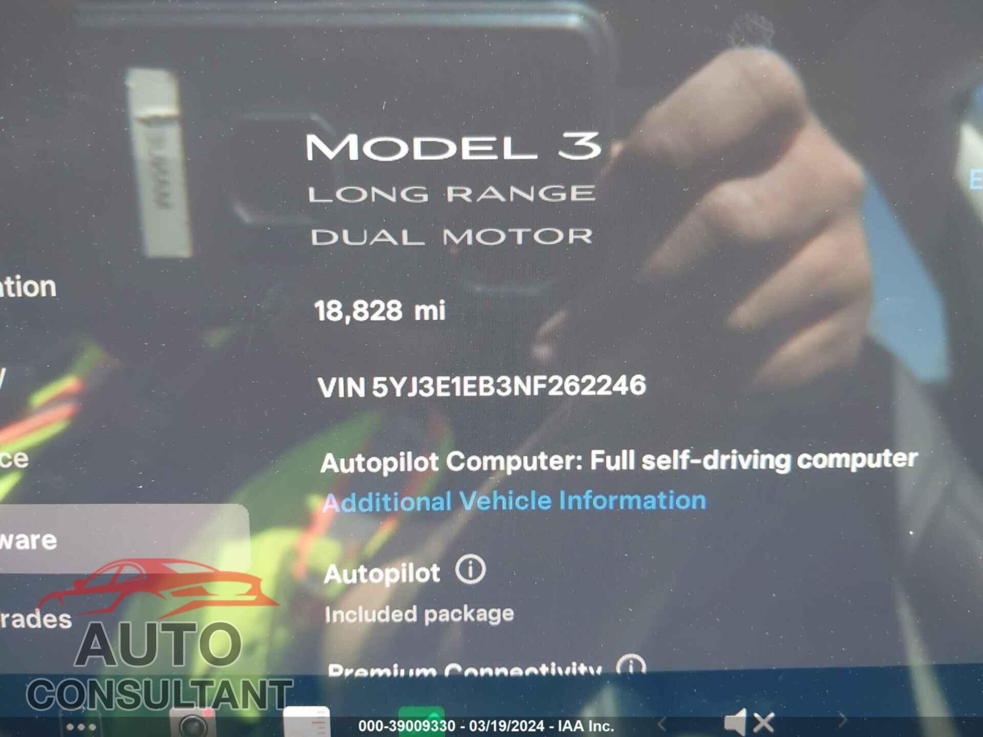 TESLA MODEL 3 2022 - 5YJ3E1EB3NF262246