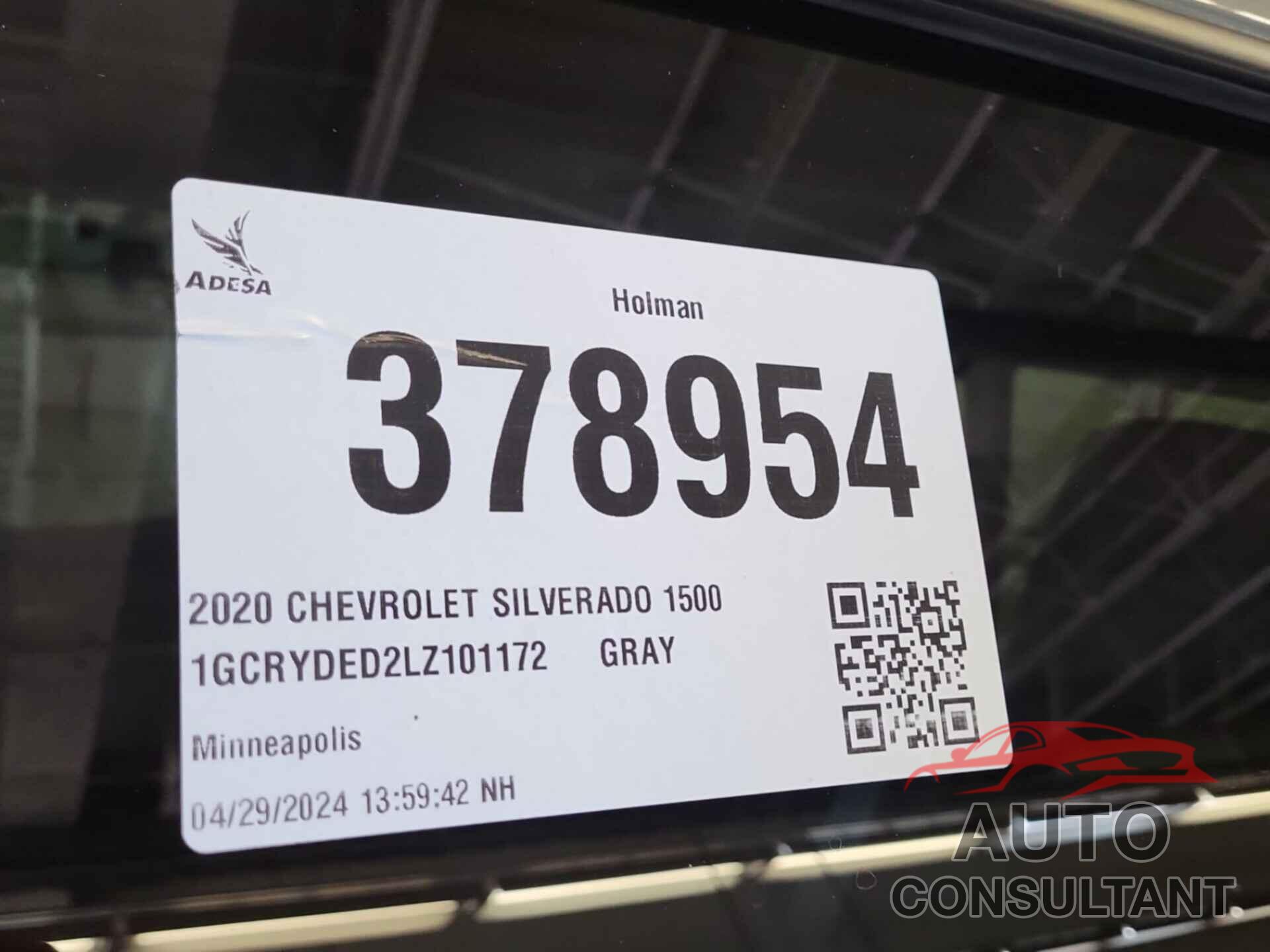 CHEVROLET SILVERADO 1500 2020 - 1GCRYDED2LZ101172