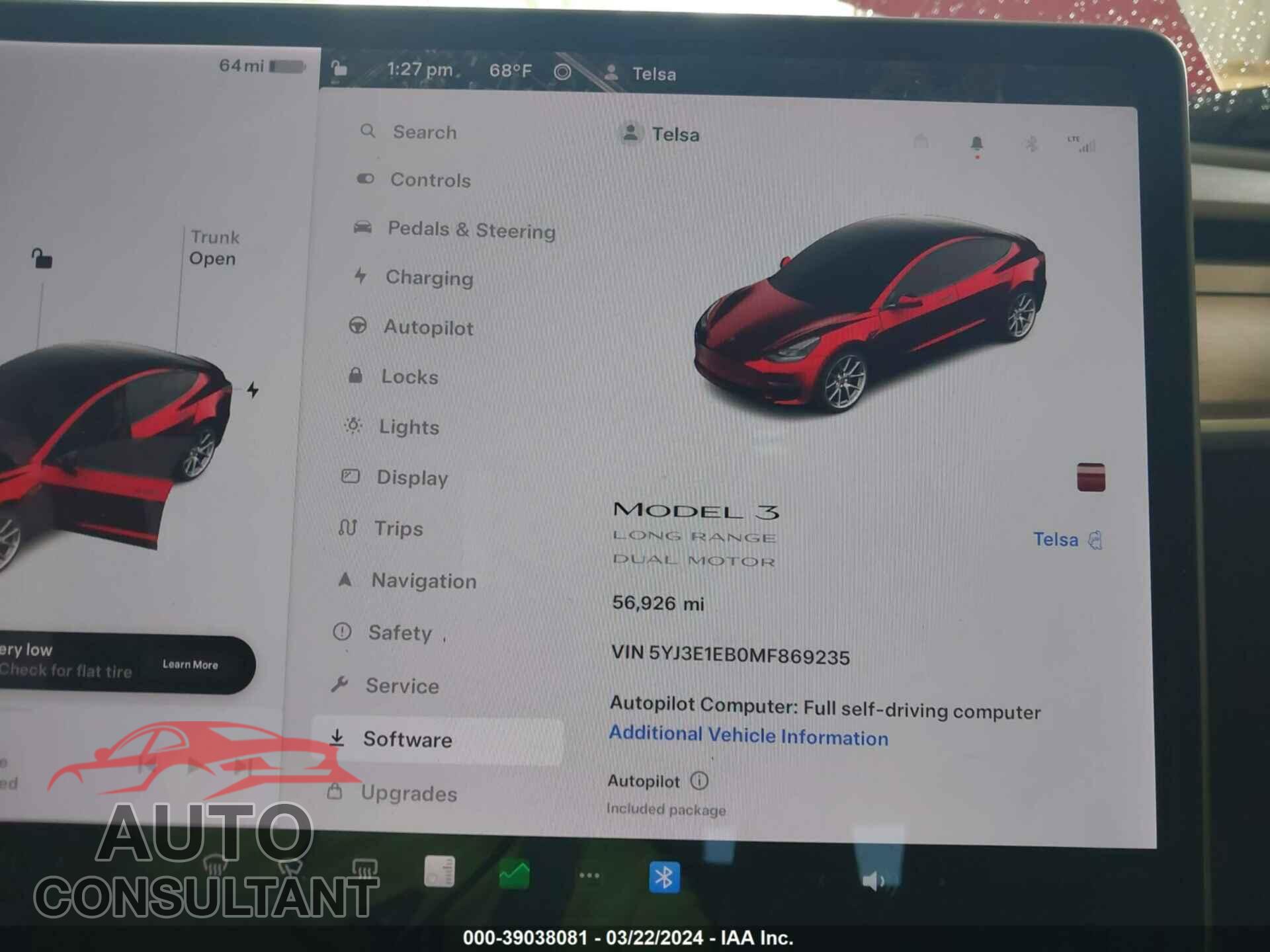 TESLA MODEL 3 2021 - 5YJ3E1EB0MF869235