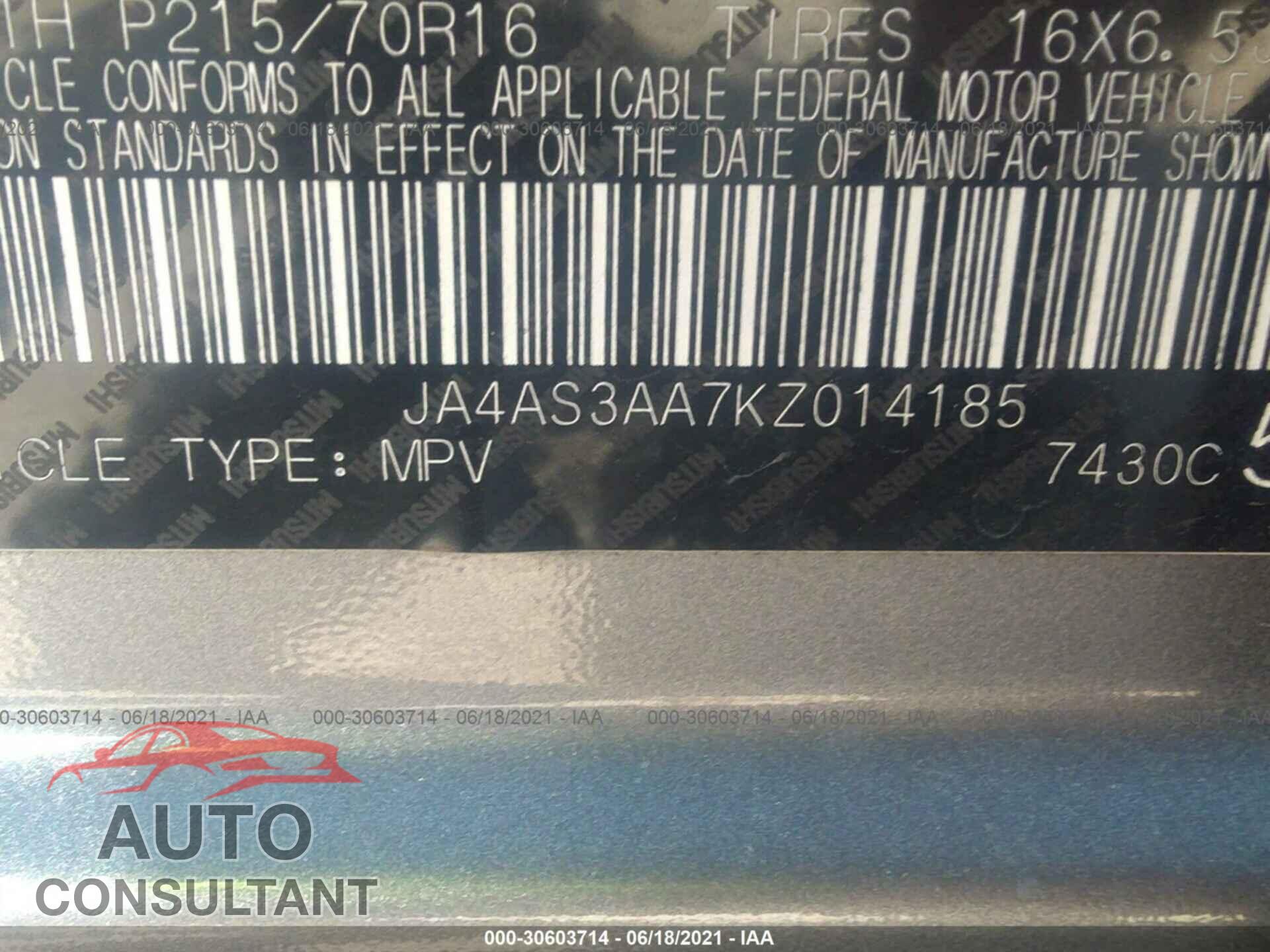 MITSUBISHI ECLIPSE CROSS 2019 - JA4AS3AA7KZ014185