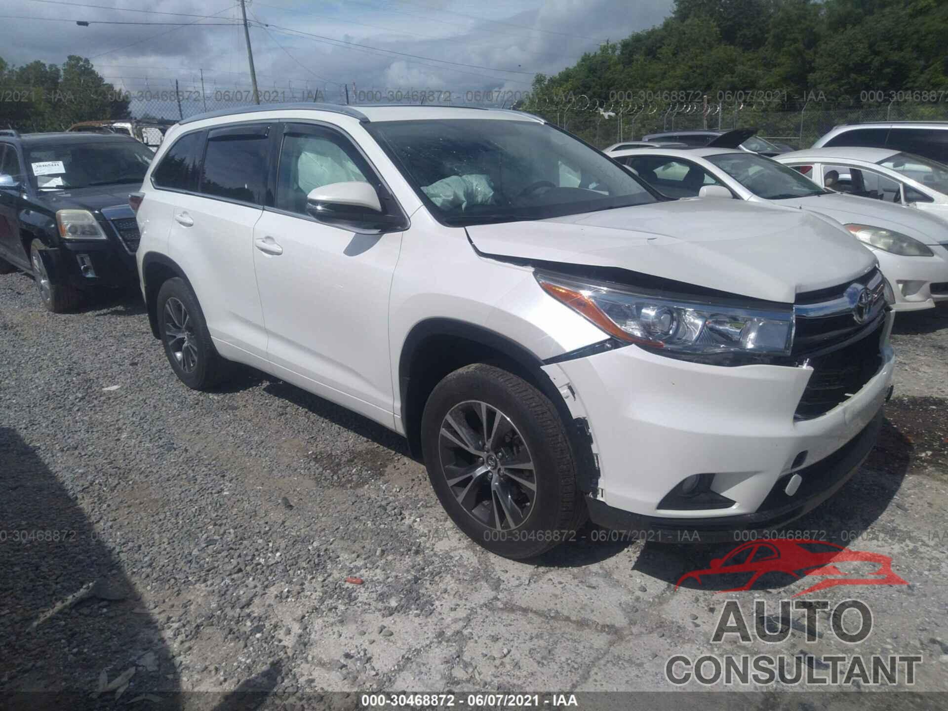 TOYOTA HIGHLANDER 2016 - 5TDJKRFH2GS297473