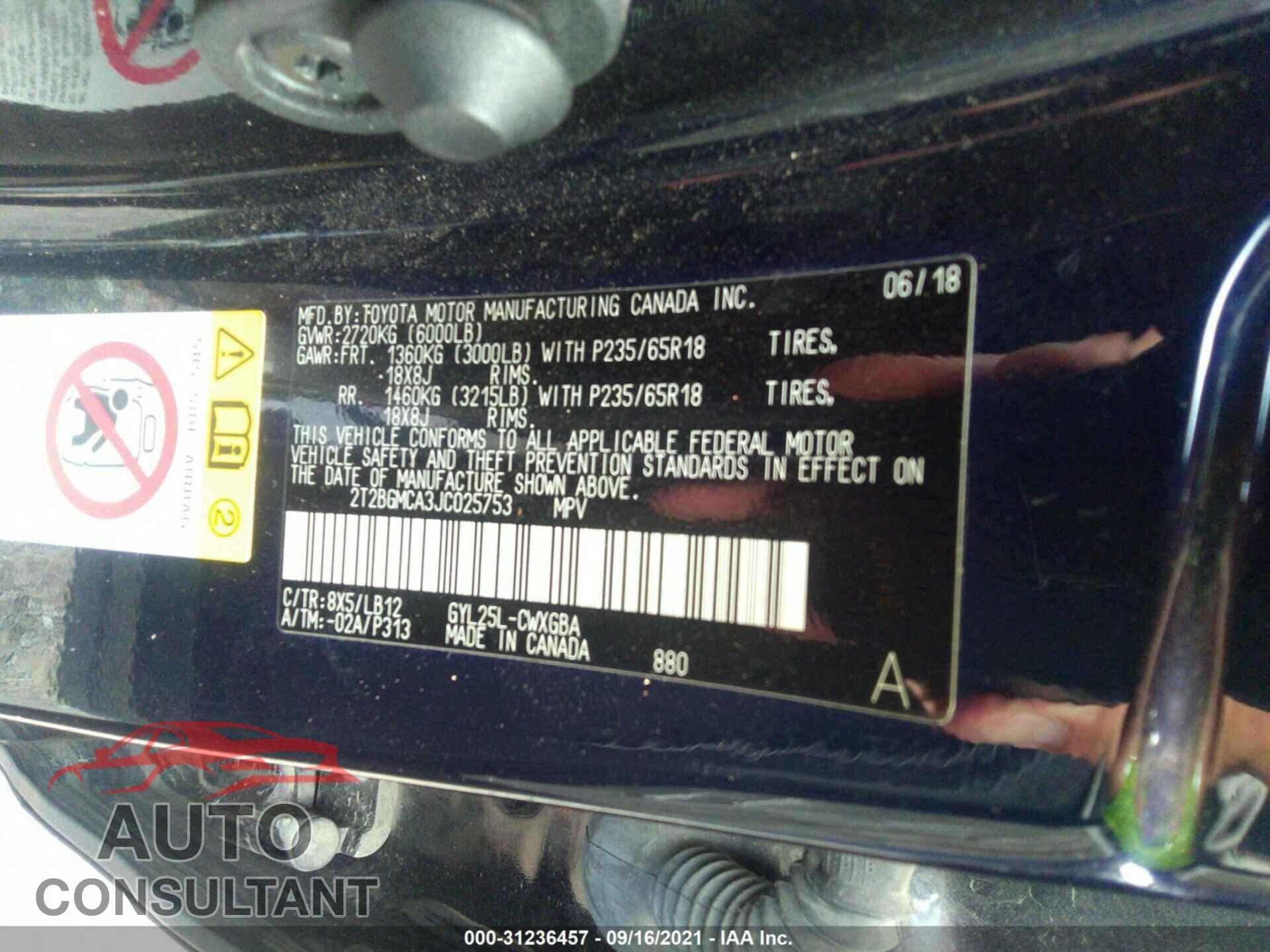 LEXUS RX 2018 - 2T2BGMCA3JC025753