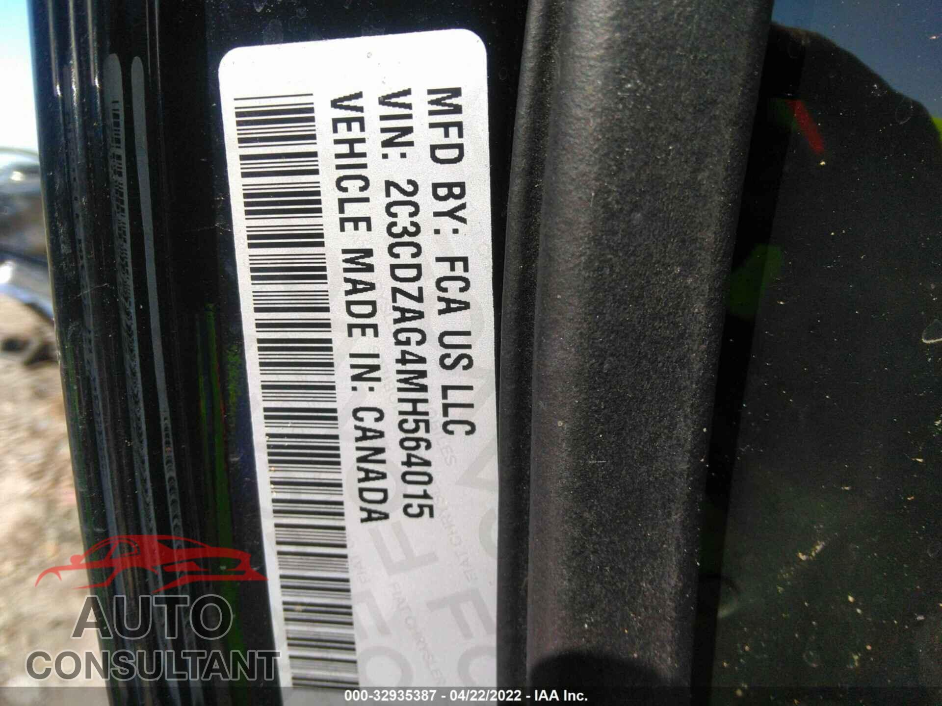 DODGE CHALLENGER 2021 - 2C3CDZAG4MH564015