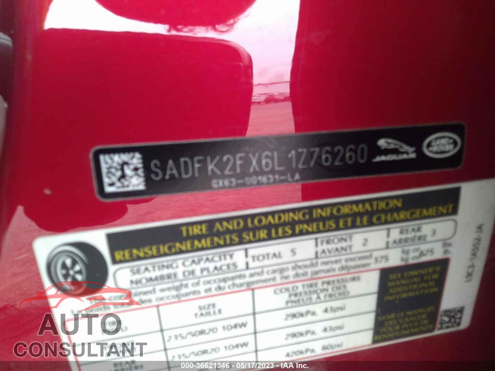 JAGUAR E-PACE 2020 - SADFK2FX6L1Z76260