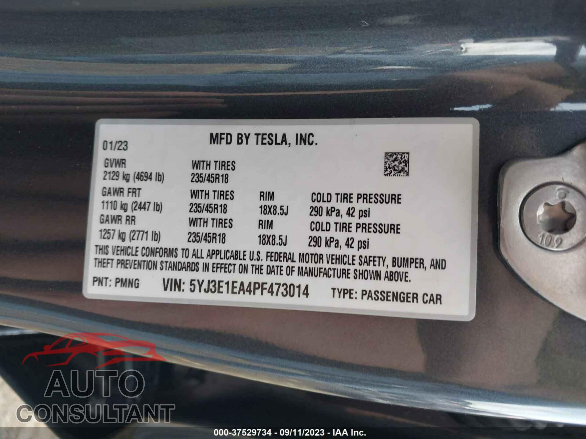 TESLA MODEL 3 2023 - 5YJ3E1EA4PF473014