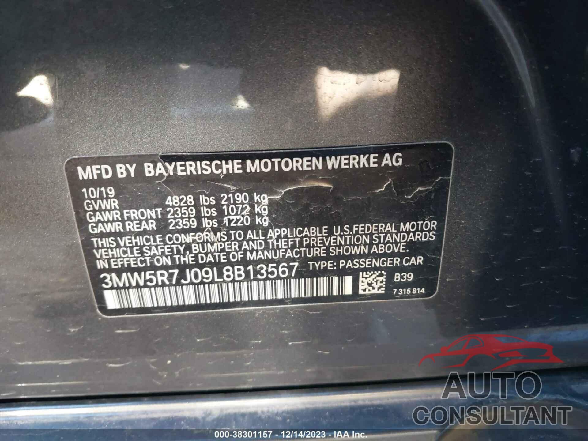 BMW 330XI 2020 - 3MW5R7J09L8B13567