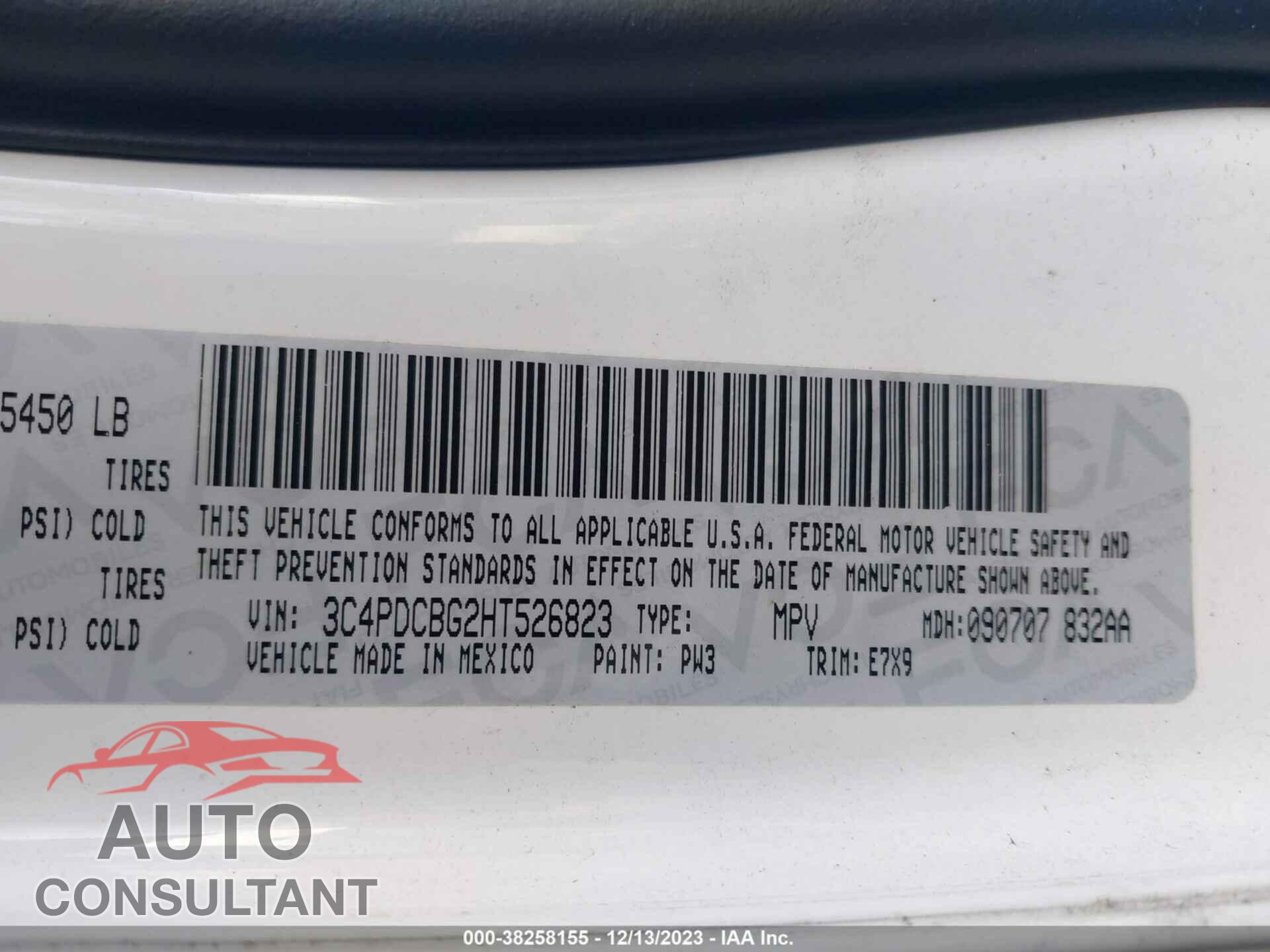 DODGE JOURNEY 2017 - 3C4PDCBG2HT526823