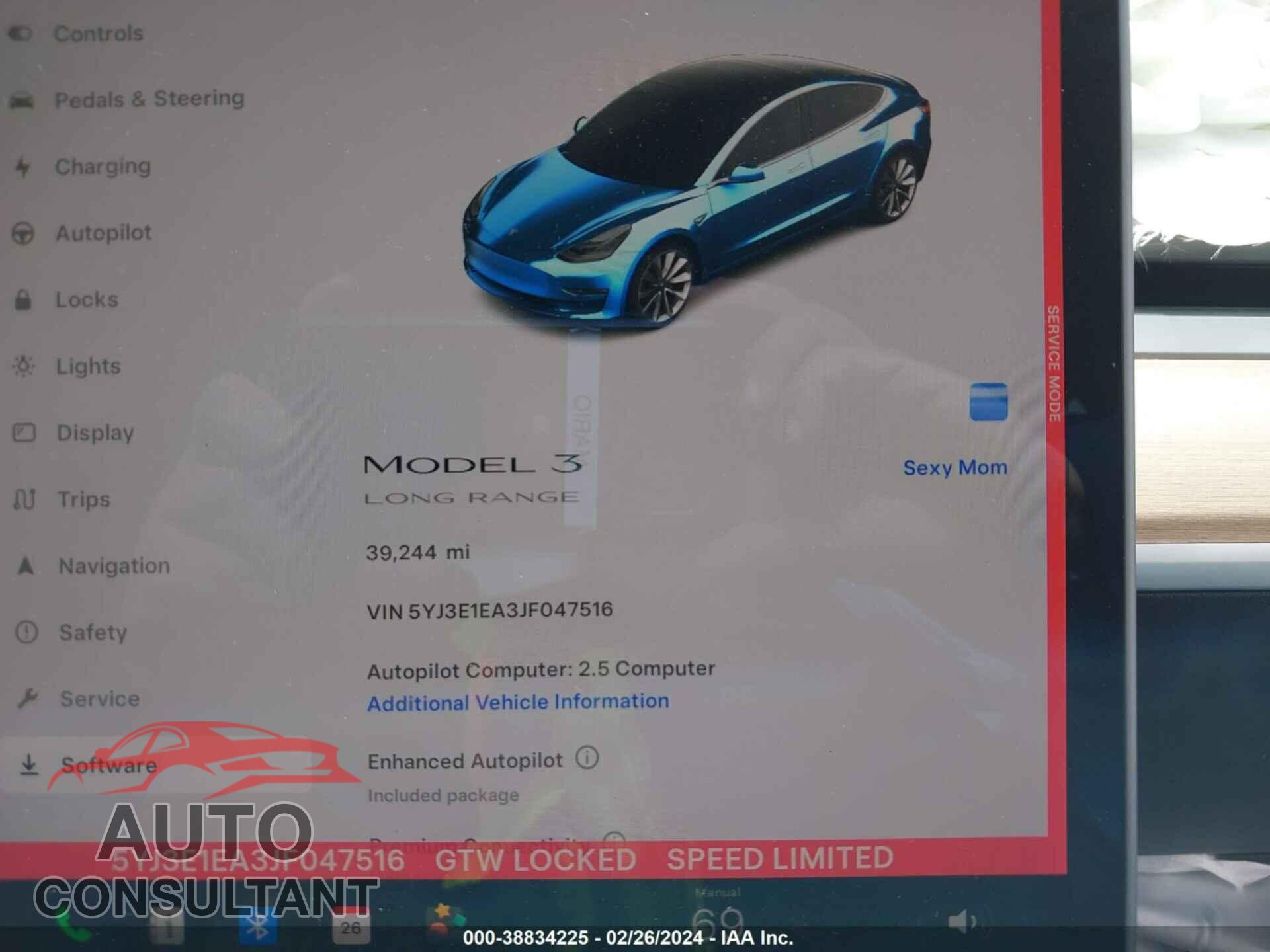 TESLA MODEL 3 2018 - 5YJ3E1EA3JF047516