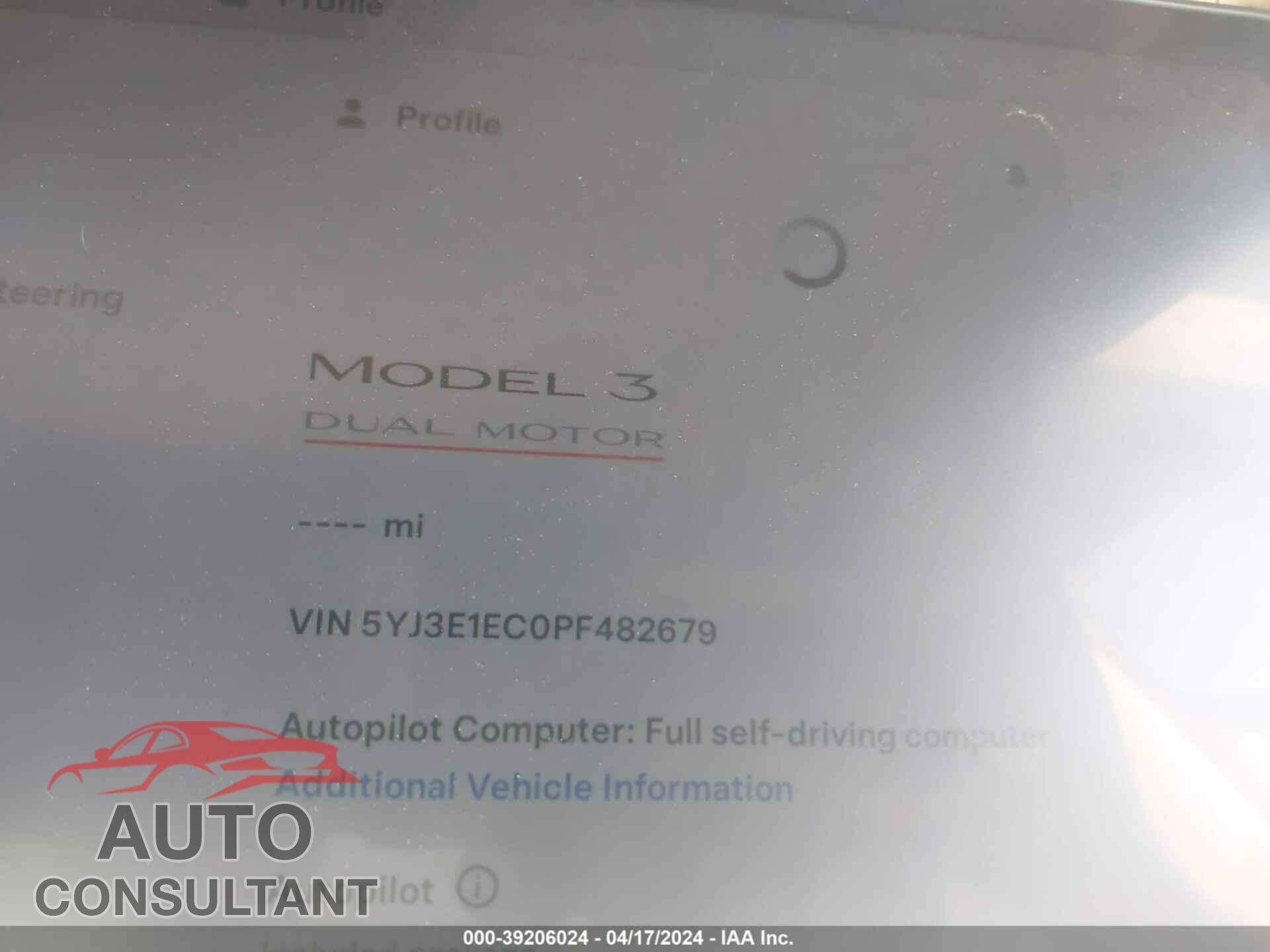 TESLA MODEL 3 2023 - 5YJ3E1EC0PF482679