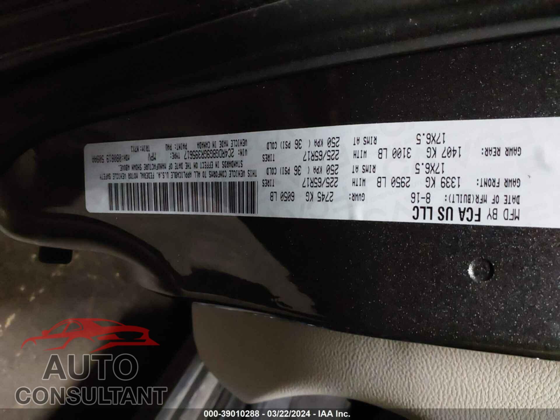 DODGE GRAND CARAVAN 2016 - 2C4RDGBG9GR395617