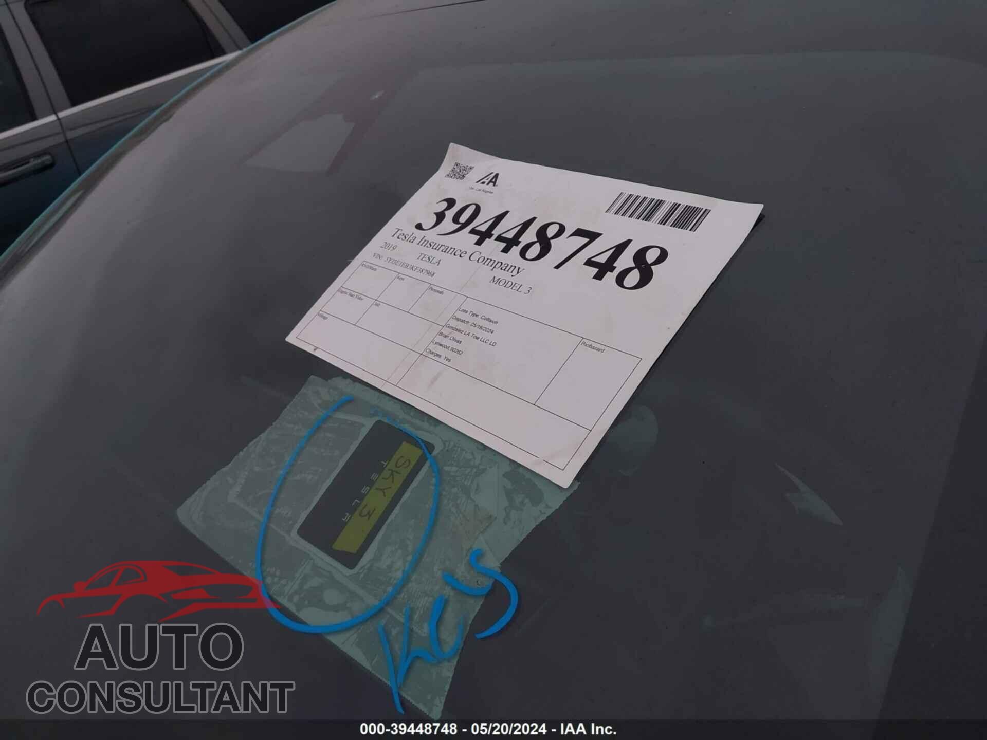 TESLA MODEL 3 2019 - 5YJ3E1EB3KF387968