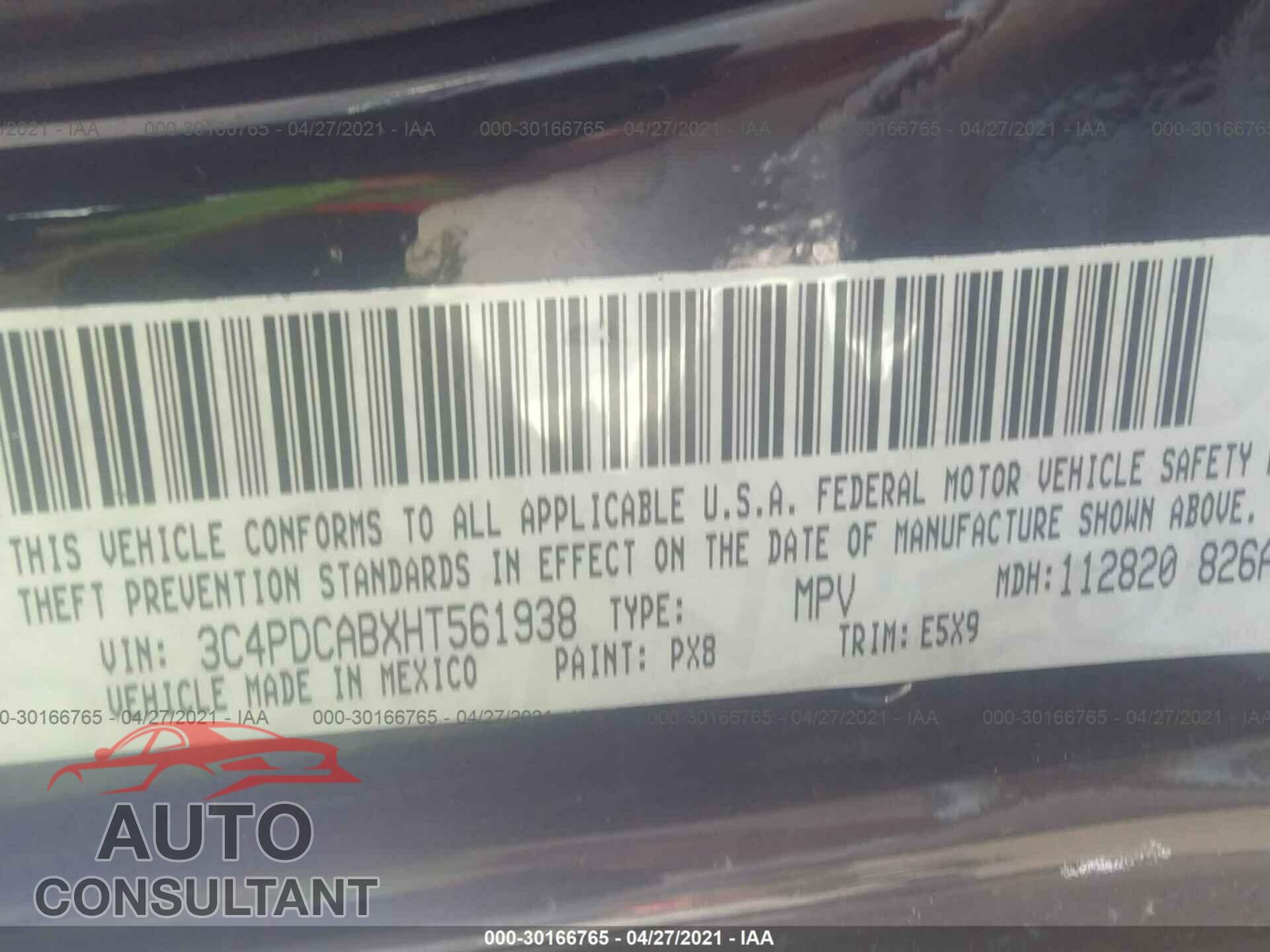 DODGE JOURNEY 2017 - 3C4PDCABXHT561938