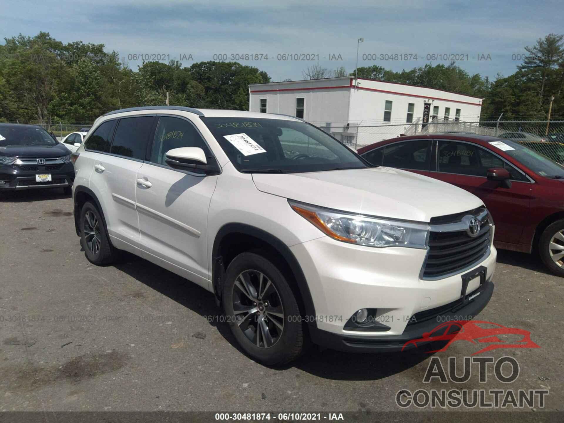TOYOTA HIGHLANDER 2016 - 5TDJKRFH2GS247351