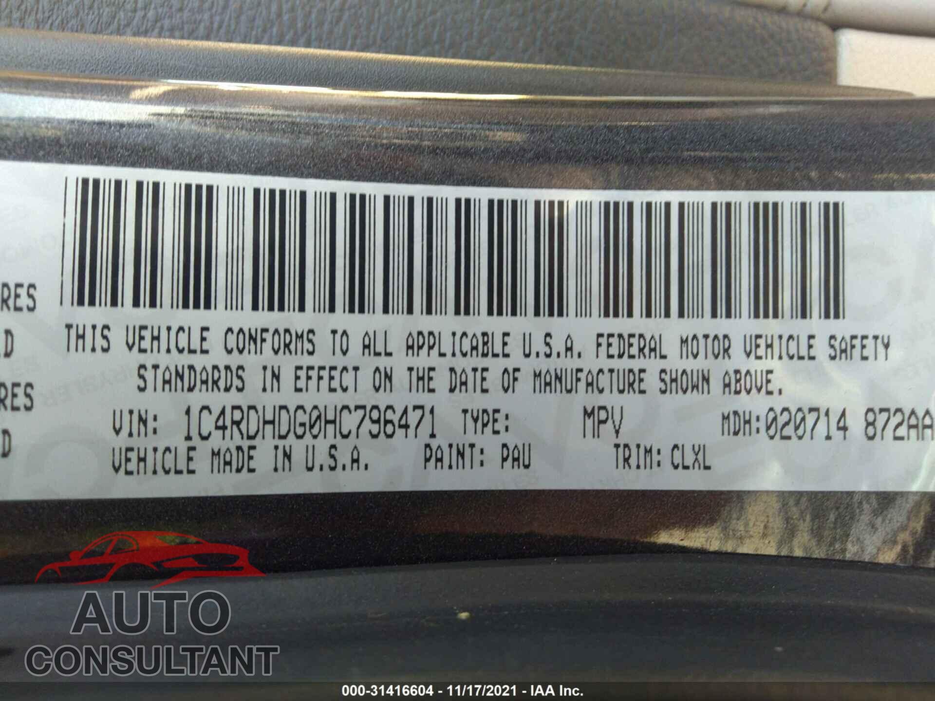 DODGE DURANGO 2017 - 1C4RDHDG0HC796471