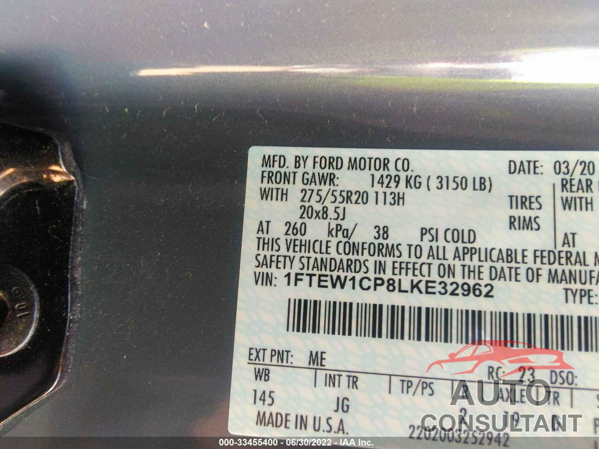 FORD F-150 2020 - 1FTEW1CP8LKE32962