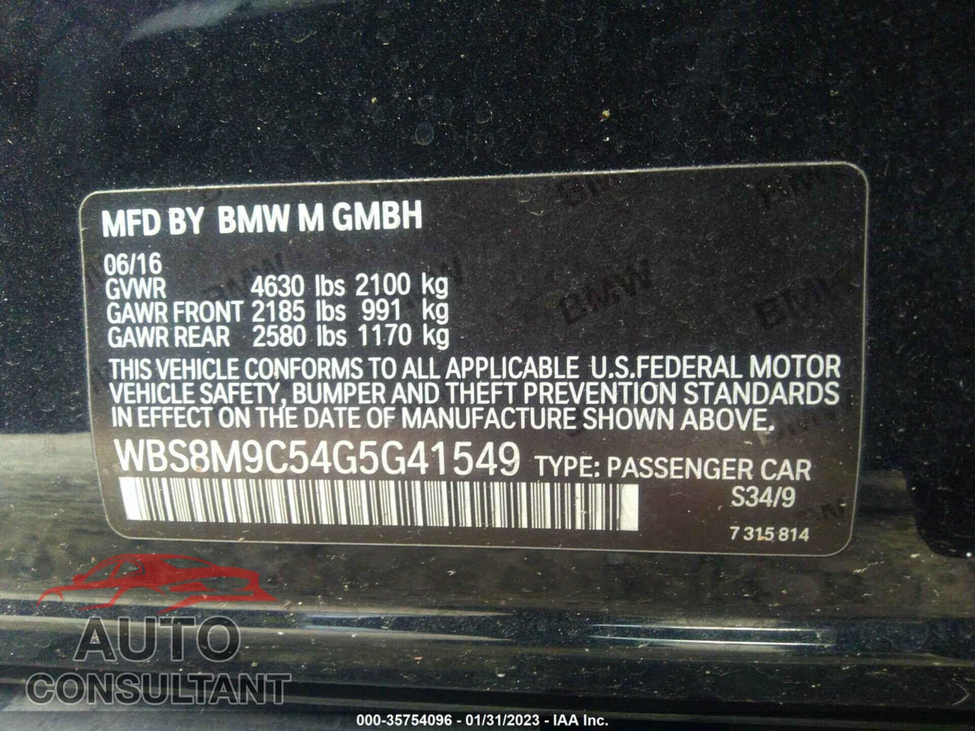 BMW M3 2016 - WBS8M9C54G5G41549