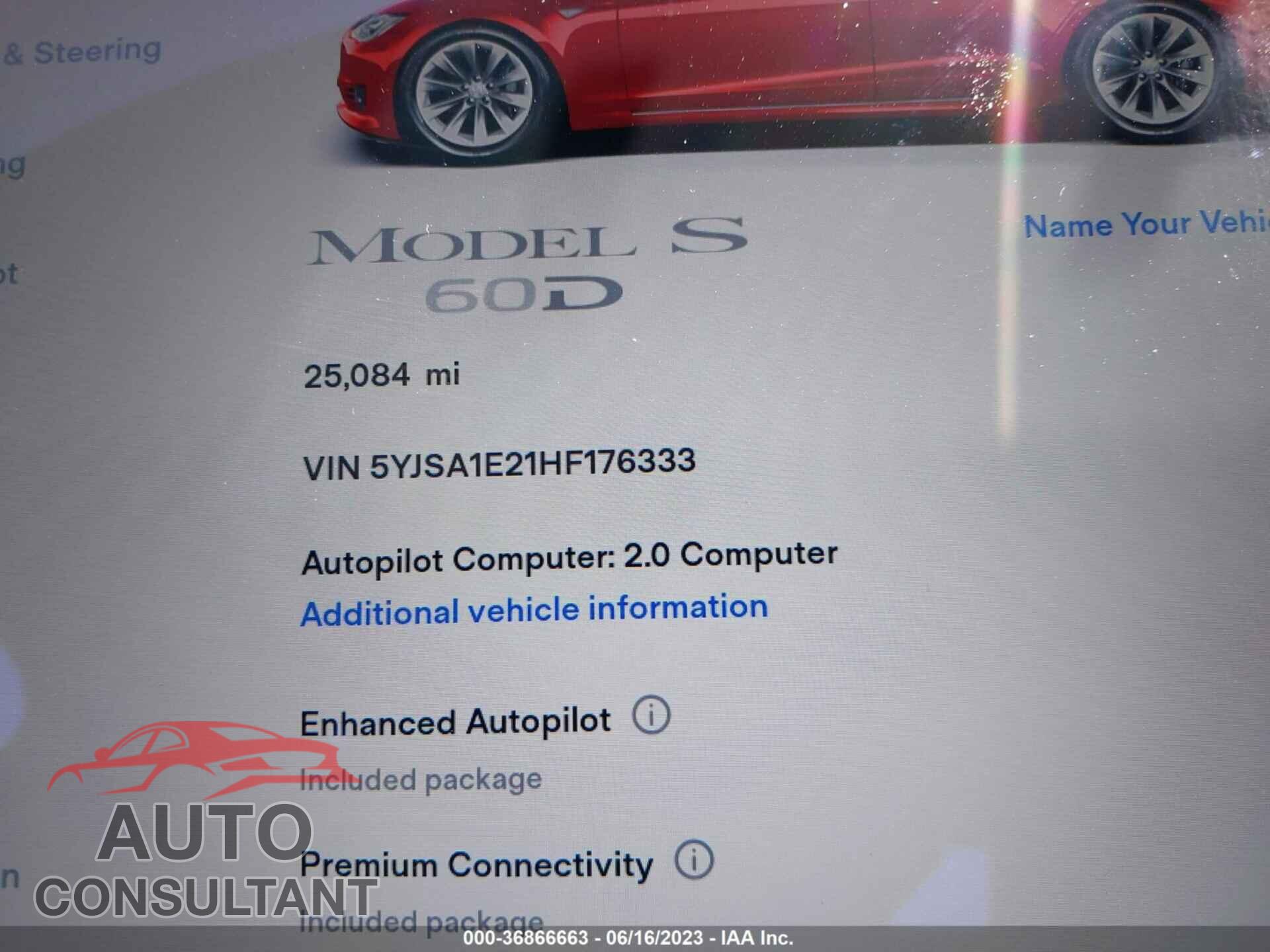 TESLA MODEL S 2017 - 5YJSA1E21HF176333
