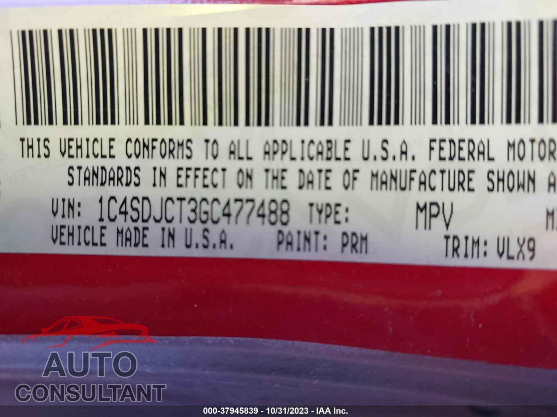 DODGE DURANGO 2016 - 1C4SDJCT3GC477488