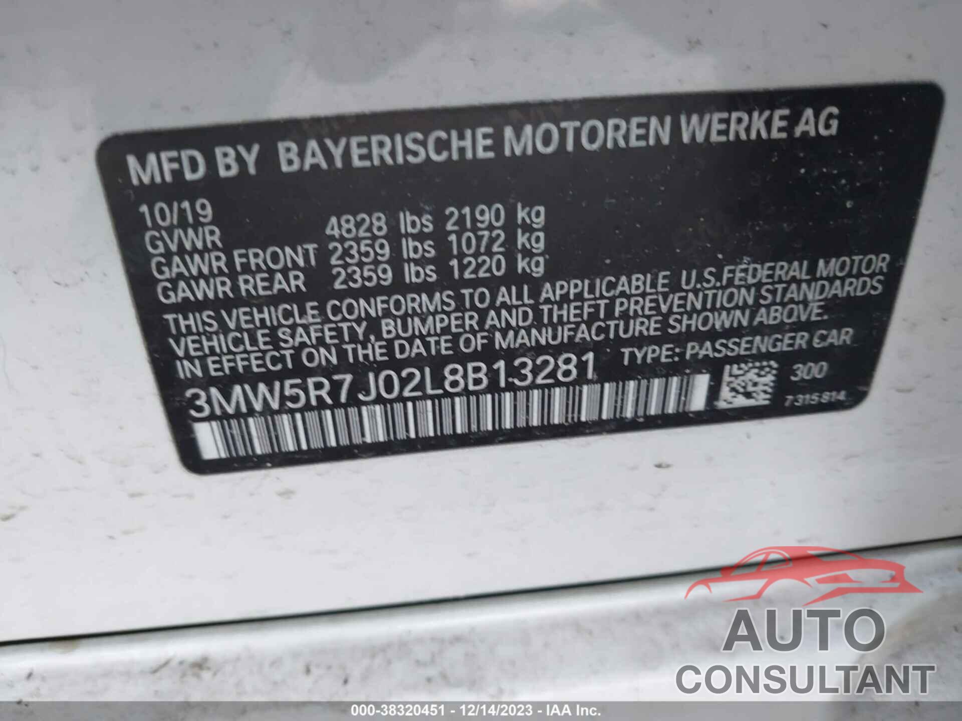 BMW 330I 2020 - 3MW5R7J02L8B13281