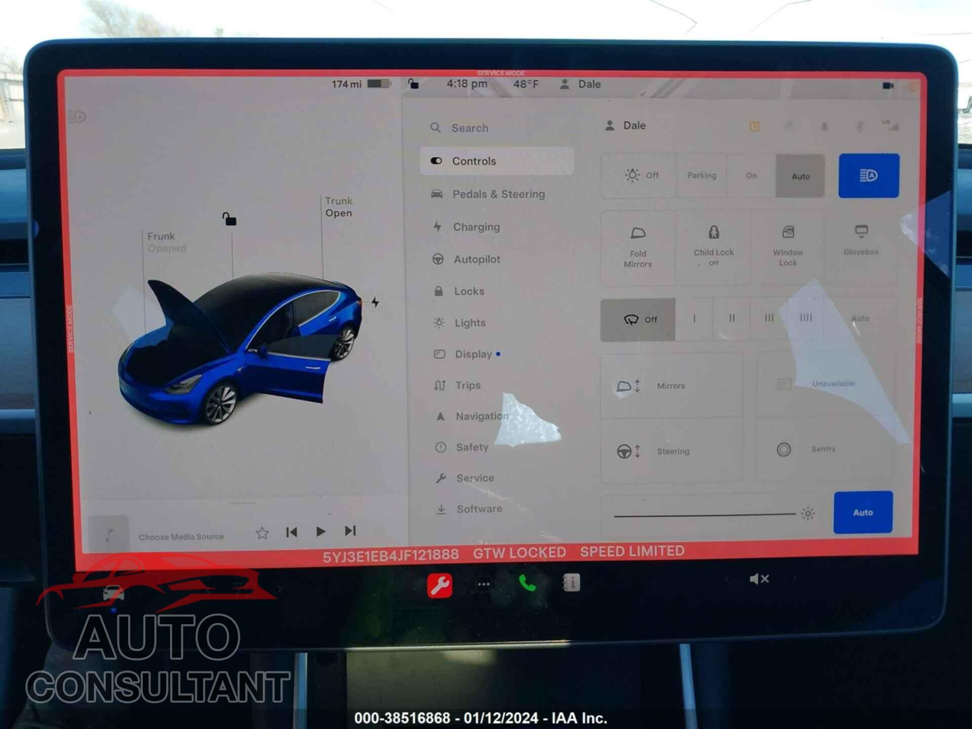 TESLA MODEL 3 2018 - 5YJ3E1EB4JF121888