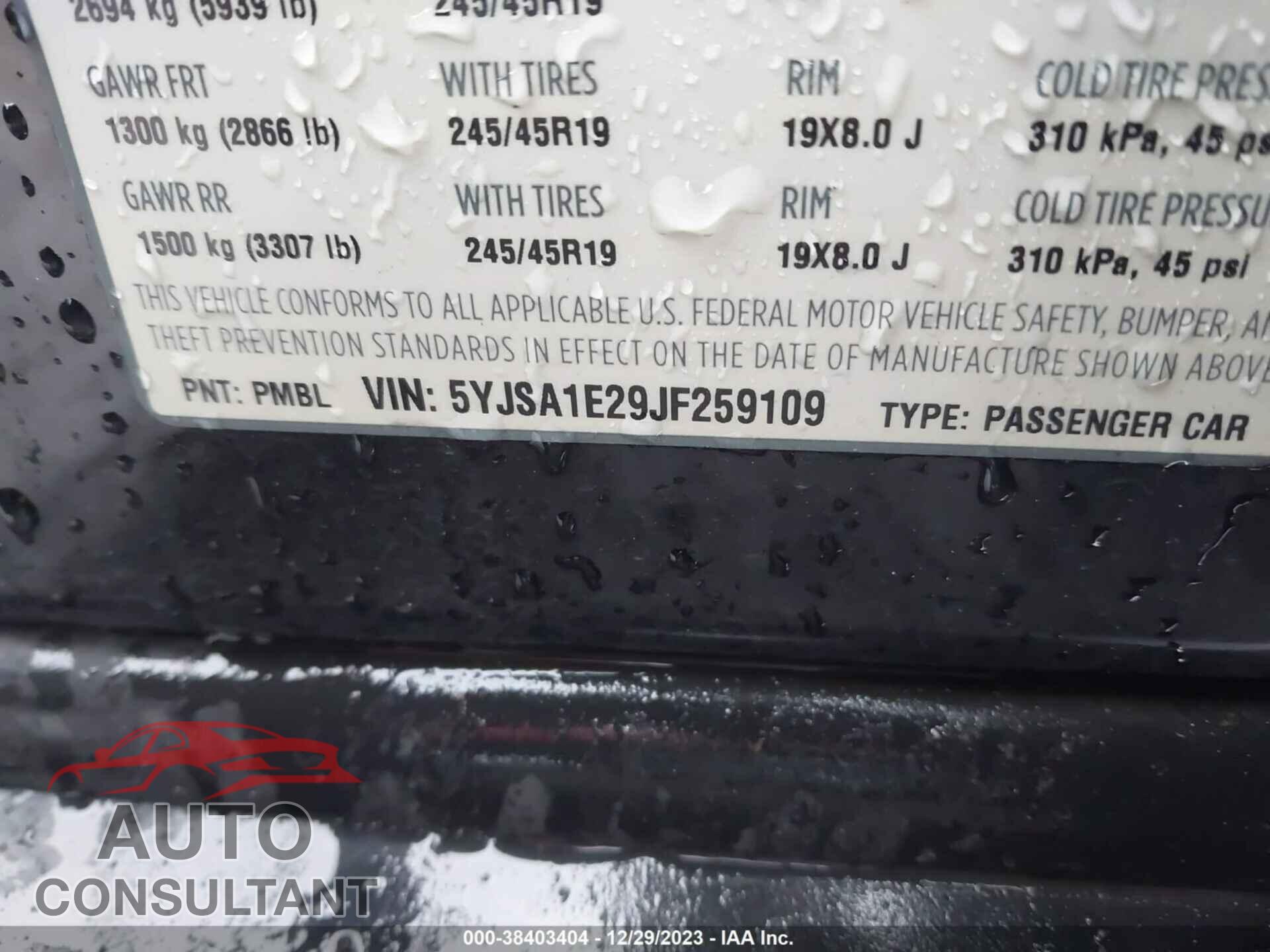 TESLA MODEL S 2018 - 5YJSA1E29JF259109